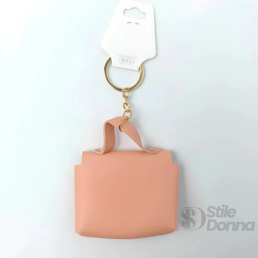 Portachiavi Mini Portamonete in Ecopelle Floreale con Charm Dorato - Stile Donna Bags