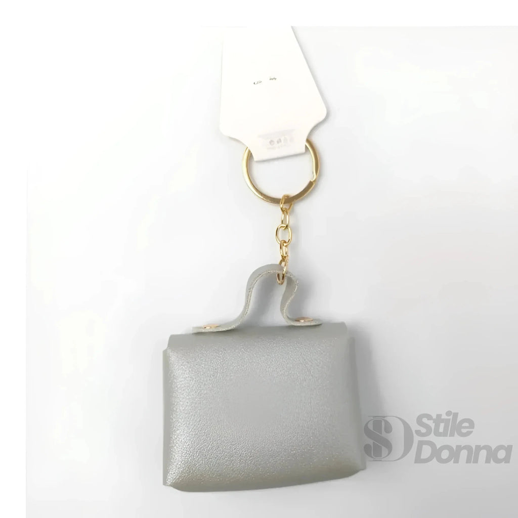 Portachiavi Mini Portamonete in Ecopelle Floreale con Charm Dorato - Stile Donna Bags
