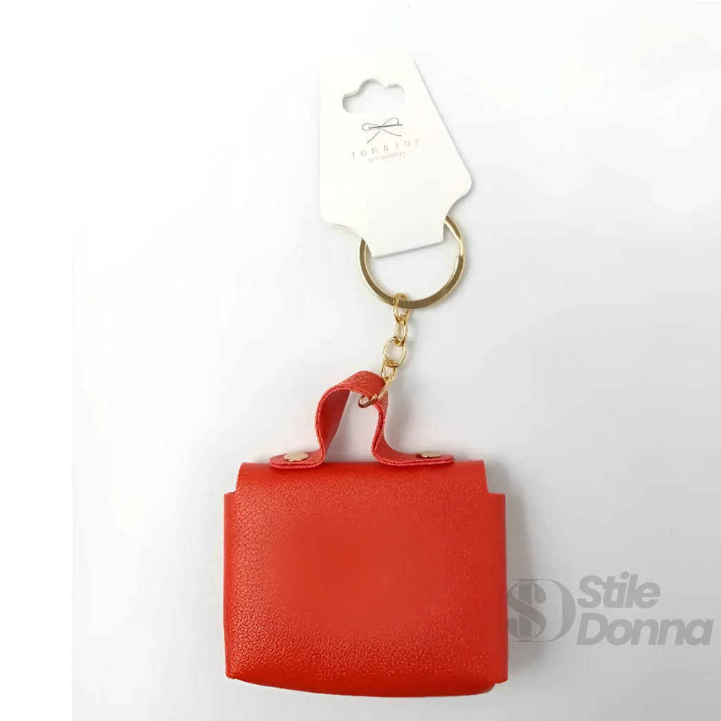 Portachiavi Mini Portamonete in Ecopelle Floreale con Charm Dorato - Stile Donna Bags