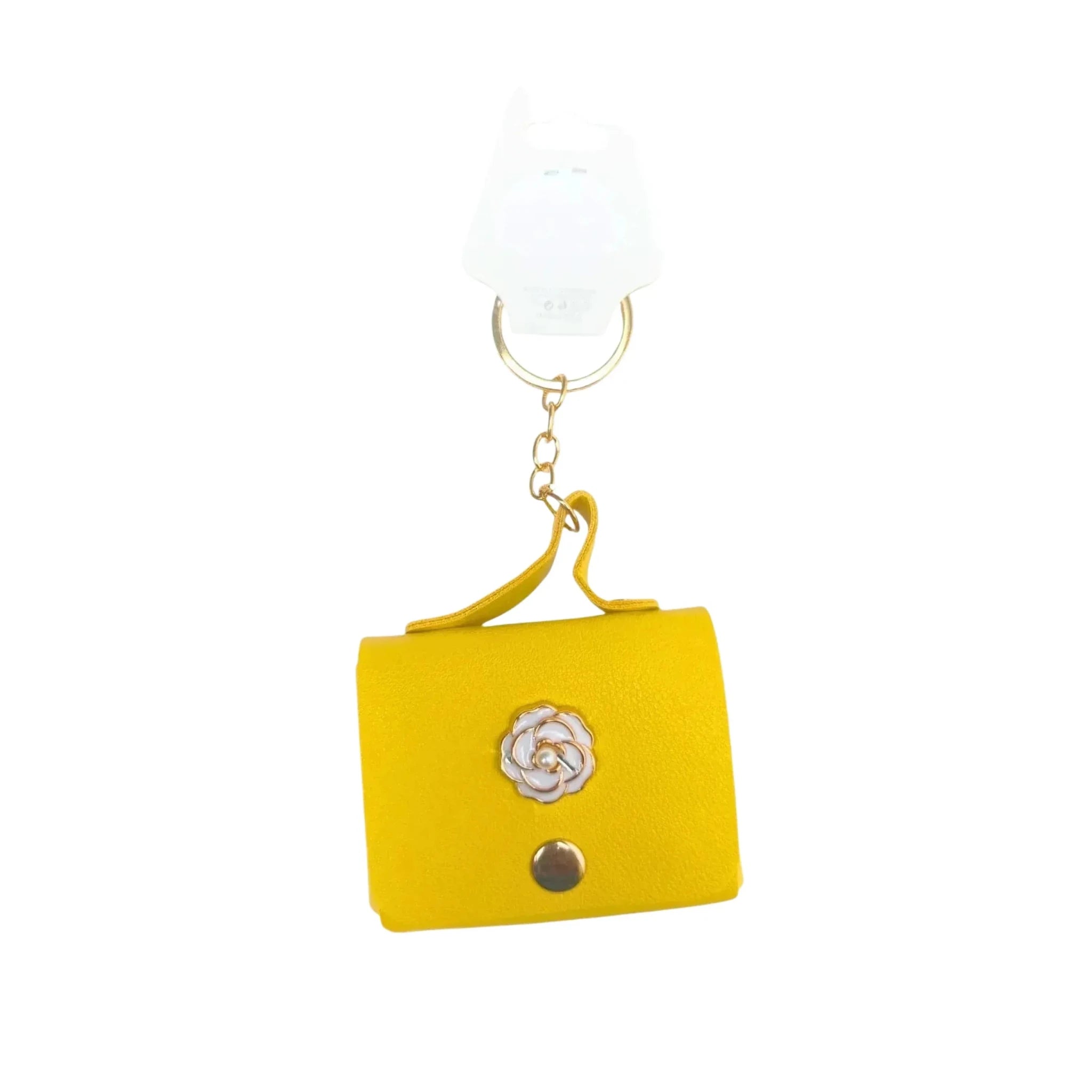 Portachiavi Mini Portamonete in Ecopelle Floreale con Charm Dorato - Stile Donna Bags