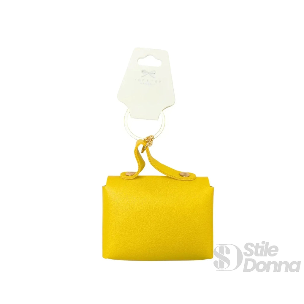 Portachiavi Mini Portamonete in Ecopelle Floreale con Charm Dorato - Stile Donna Bags