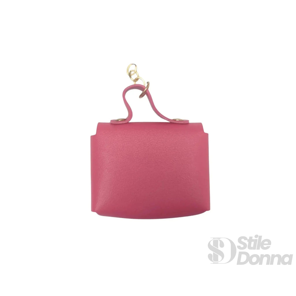 Portachiavi Mini Portamonete in Ecopelle Floreale con Charm Dorato - Stile Donna Bags