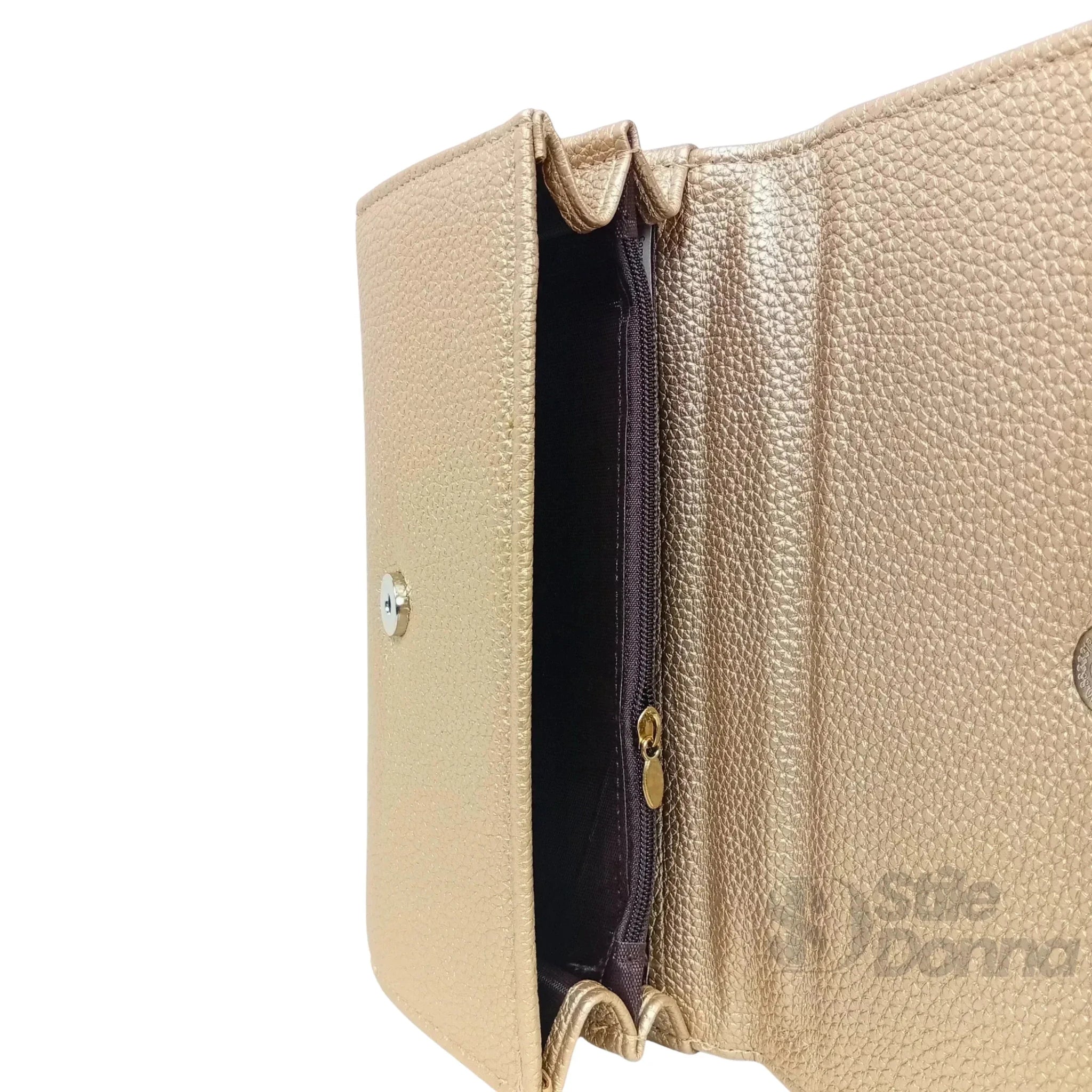 Portafoglio in Ecopelle con Scomparti per Carte e Finiture Dorate - Stile Donna Bags