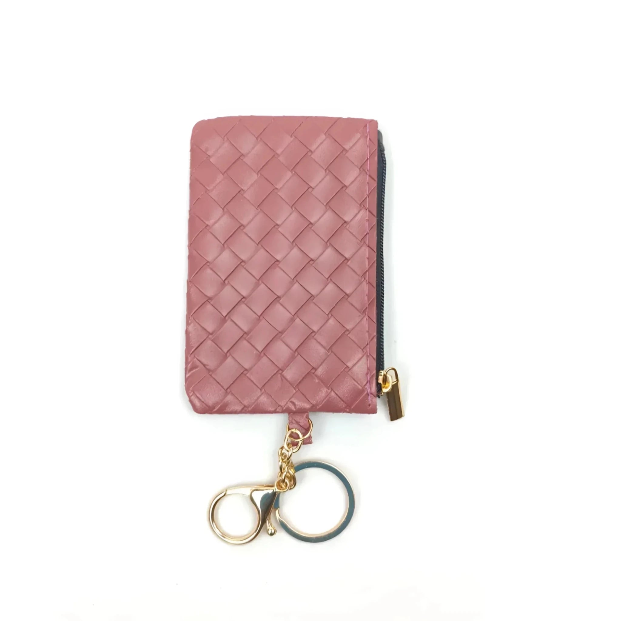 Ruby Portafoglio Portachiavi Mini Intrecciato in Ecopelle con Cerniera Oro - Stile Donna Bags