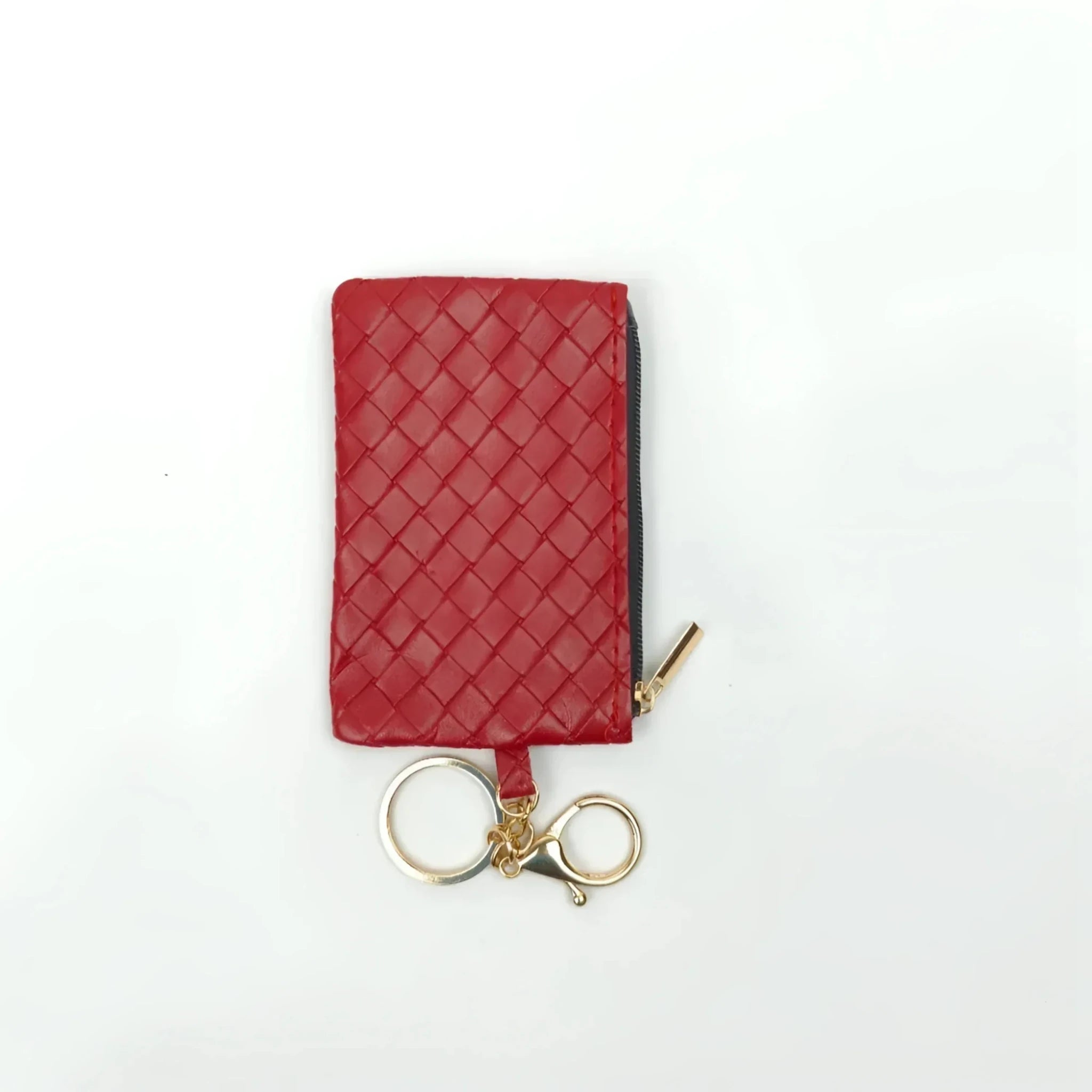 Ruby Portafoglio Portachiavi Mini Intrecciato in Ecopelle con Cerniera Oro - Stile Donna Bags