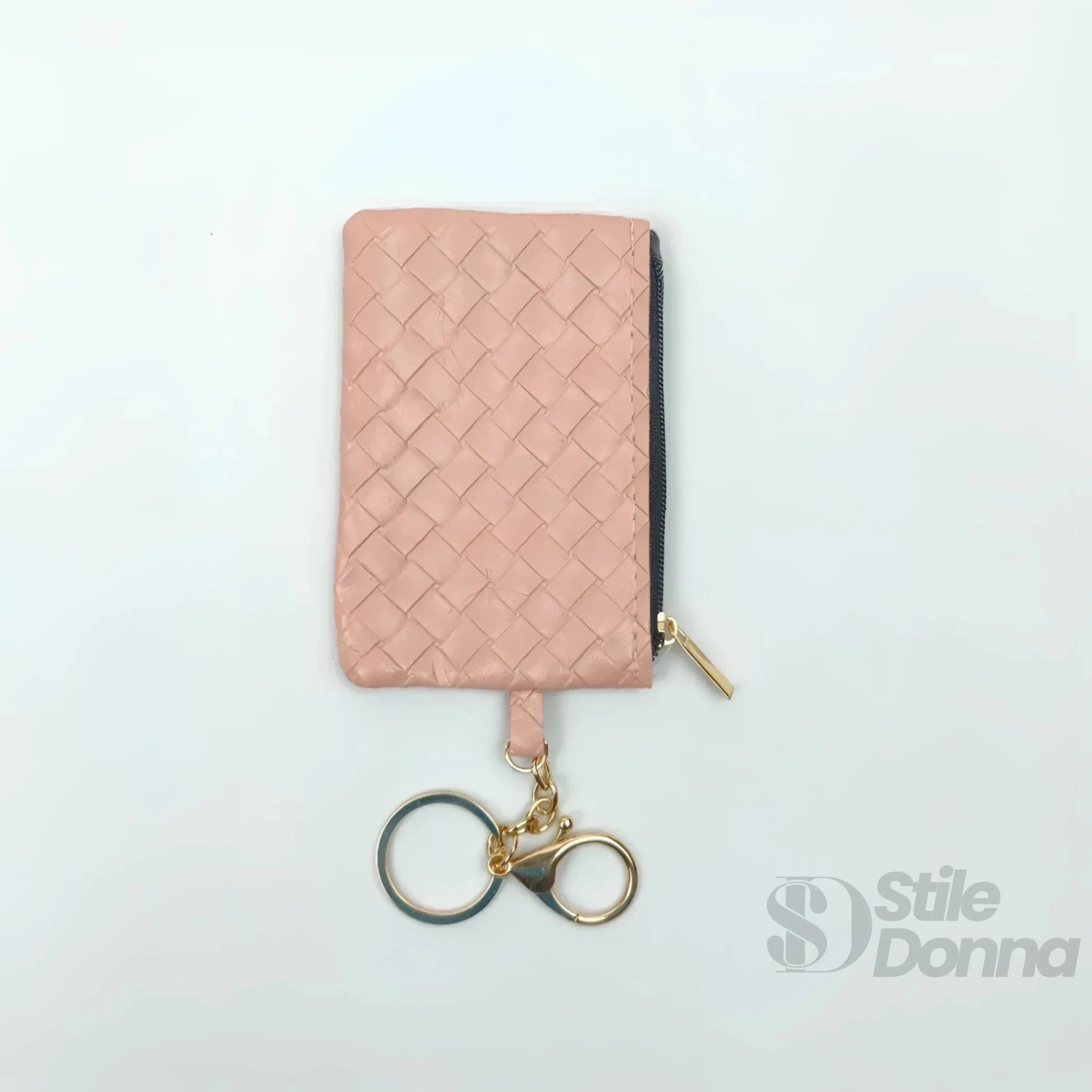 Ruby Portafoglio Portachiavi Mini Intrecciato in Ecopelle con Cerniera Oro - Stile Donna Bags