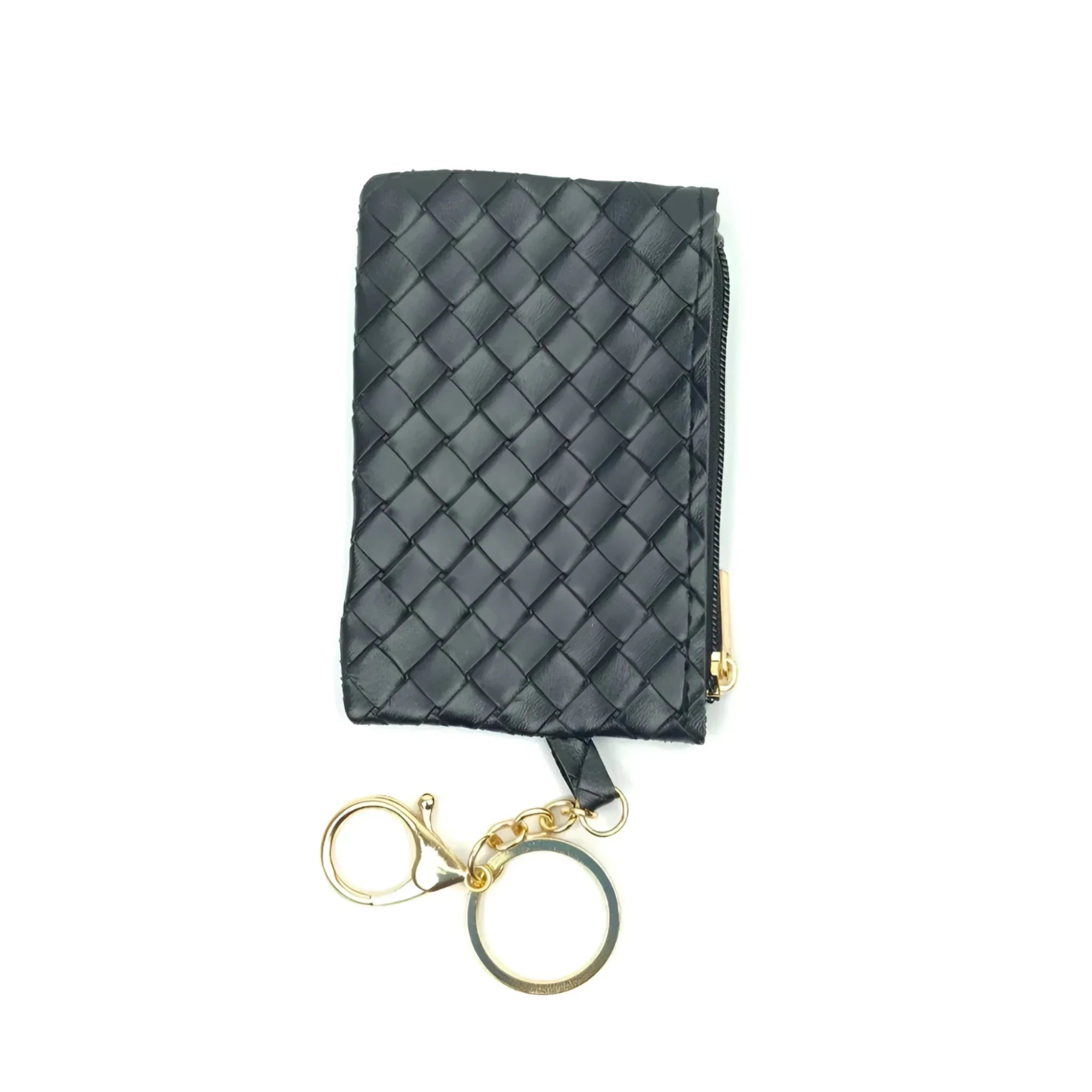 Ruby Portafoglio Portachiavi Mini Intrecciato in Ecopelle con Cerniera Oro - Stile Donna Bags