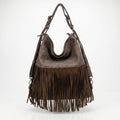 Sweet Years Borsa Hobo Grande in Ecopelle con Frange Effetto Scamosciato - Stile Donna Bags
