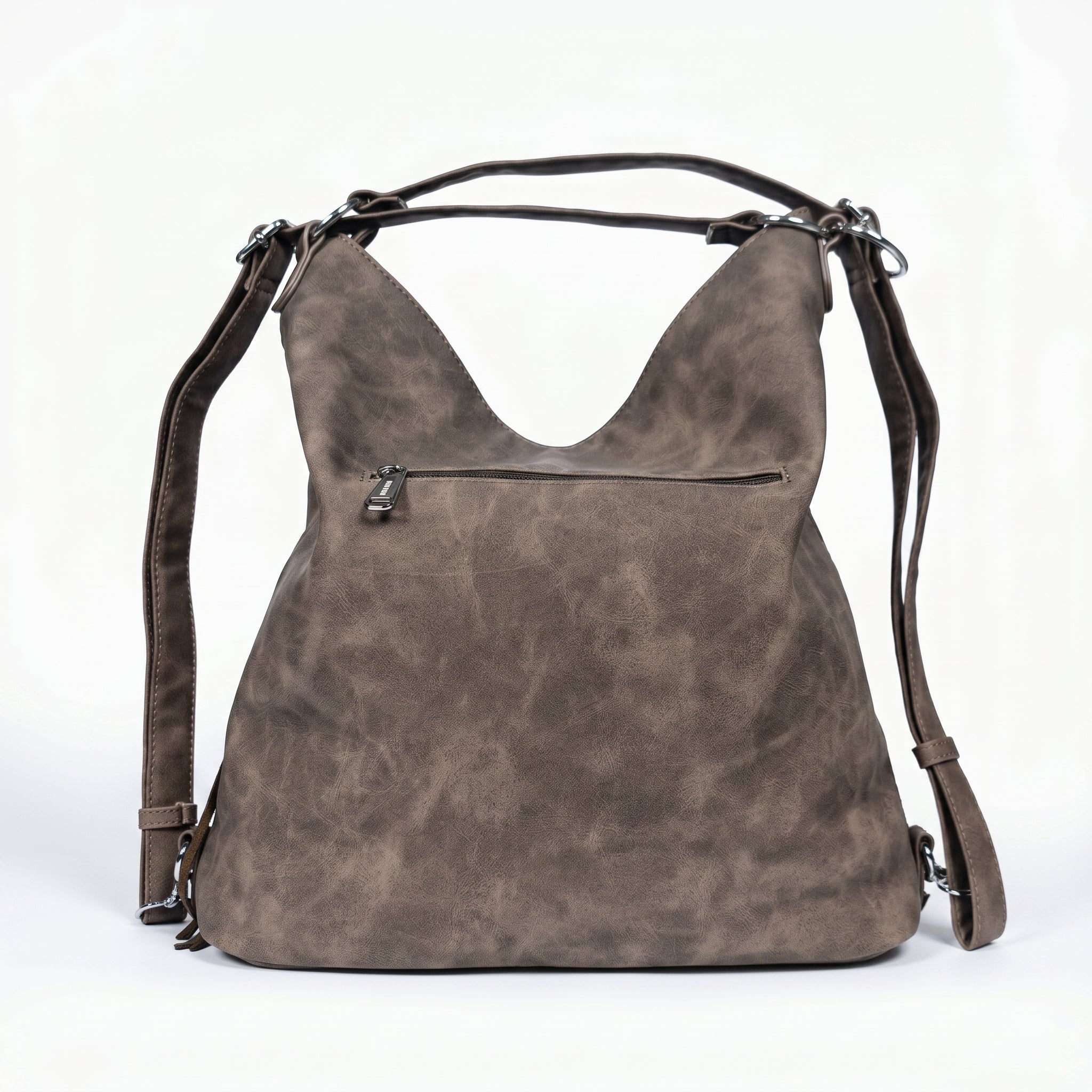 Sweet Years Borsa Hobo Grande in Ecopelle con Frange Effetto Scamosciato - Stile Donna Bags