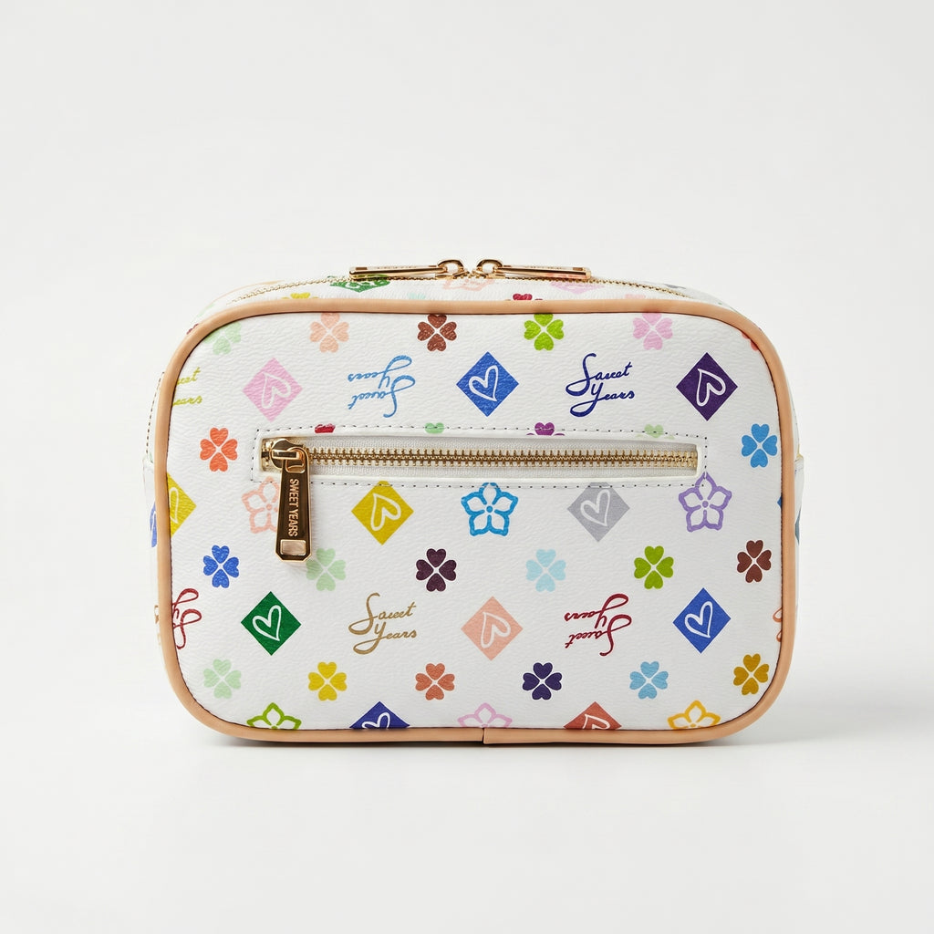 Sweet Years Borsa a Tracolla Camera Bag in Ecopelle con Stampa Monogram Multicolore - Stile Donna Bags