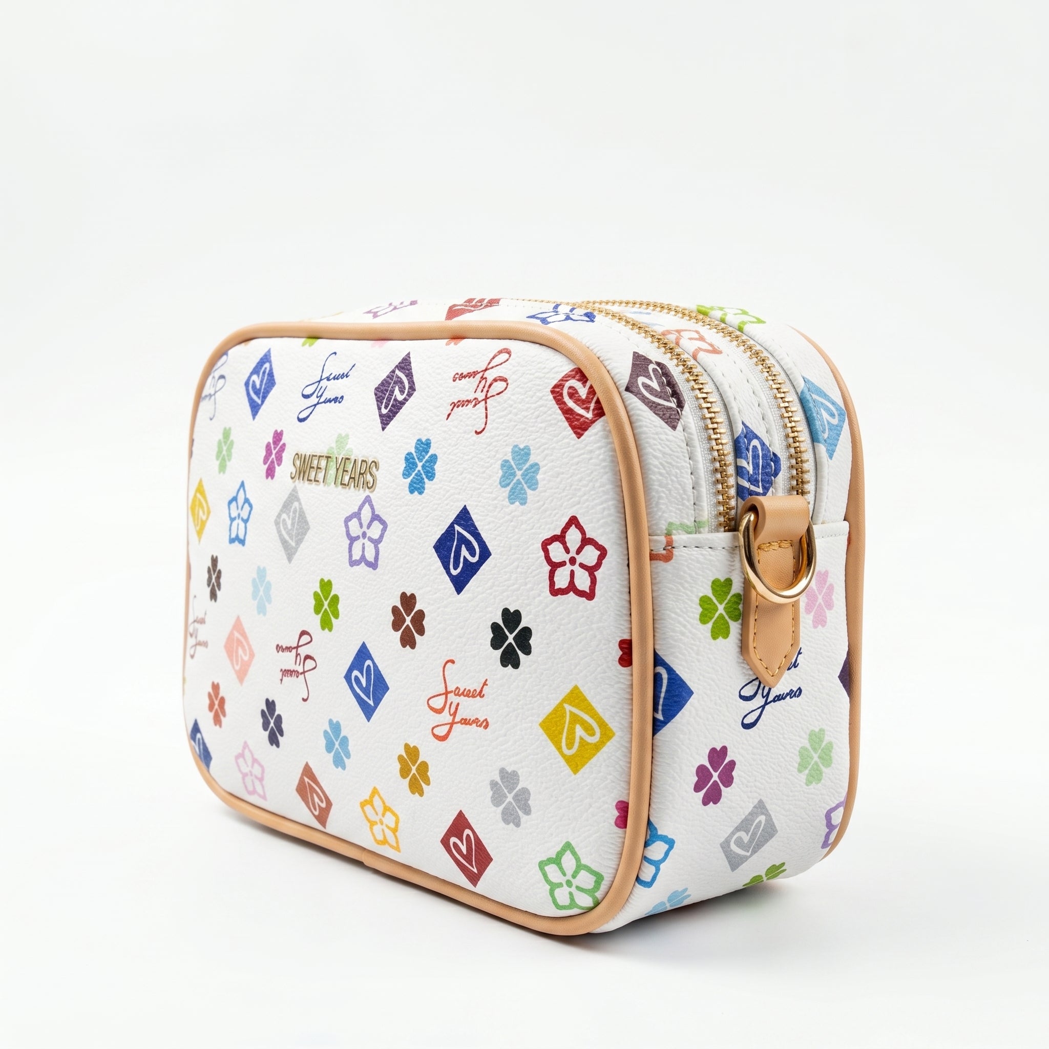 Sweet Years Borsa a Tracolla Camera Bag in Ecopelle con Stampa Monogram Multicolore - Stile Donna Bags