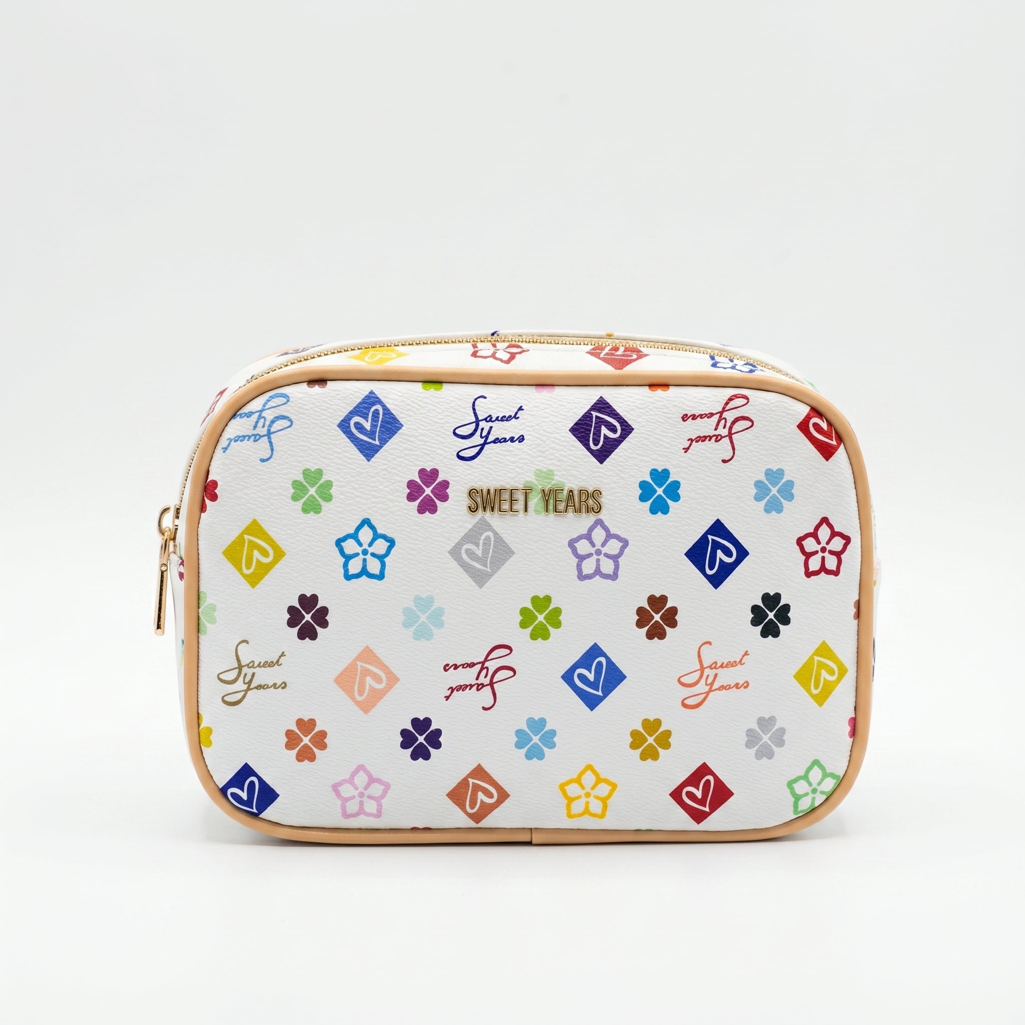 Sweet Years Borsa a Tracolla Camera Bag in Ecopelle con Stampa Monogram Multicolore - Stile Donna Bags
