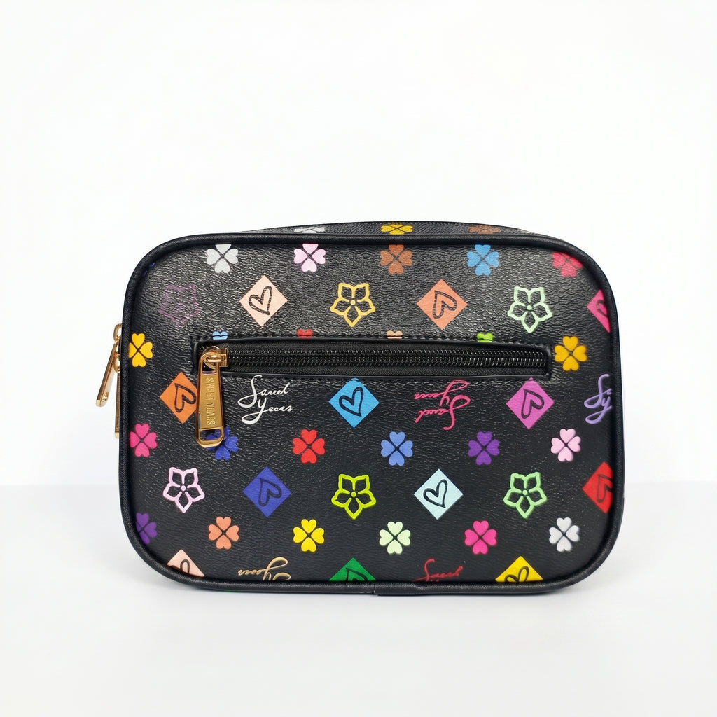 Sweet Years Borsa a Tracolla Camera Bag in Ecopelle con Stampa Monogram Multicolore - Stile Donna Bags
