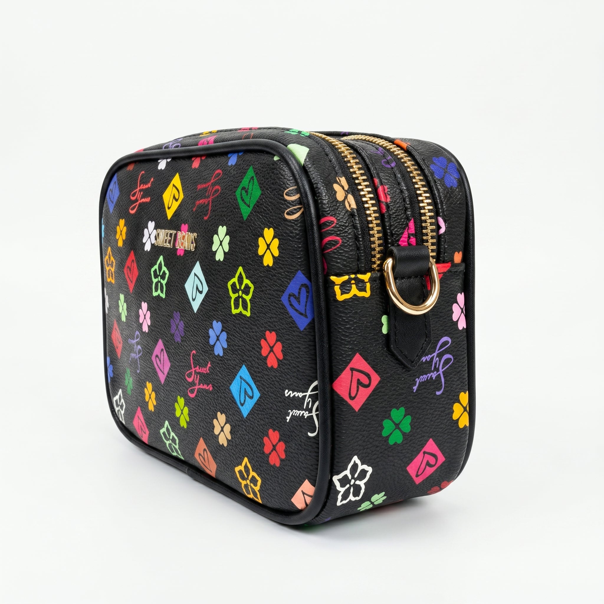 Sweet Years Borsa a Tracolla Camera Bag in Ecopelle con Stampa Monogram Multicolore - Stile Donna Bags