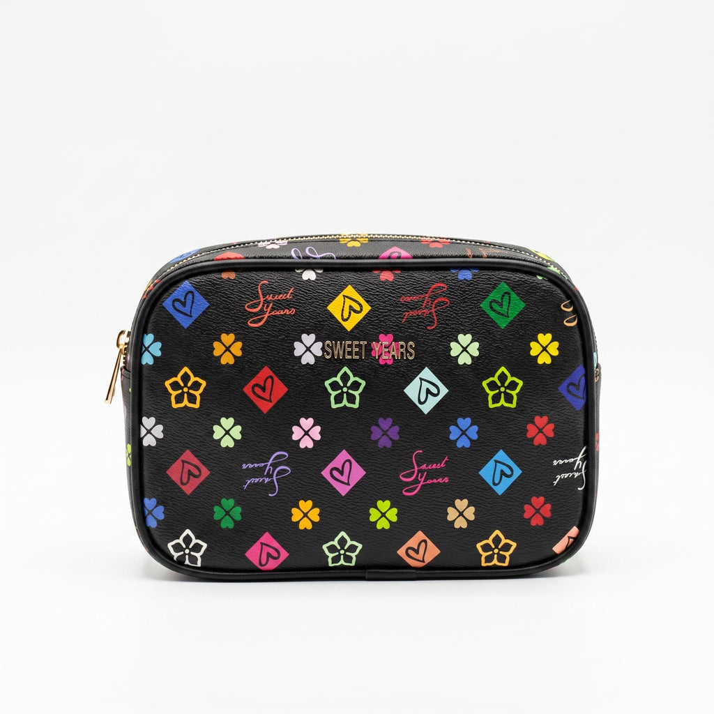 Sweet Years Borsa a Tracolla Camera Bag in Ecopelle con Stampa Monogram Multicolore - Stile Donna Bags