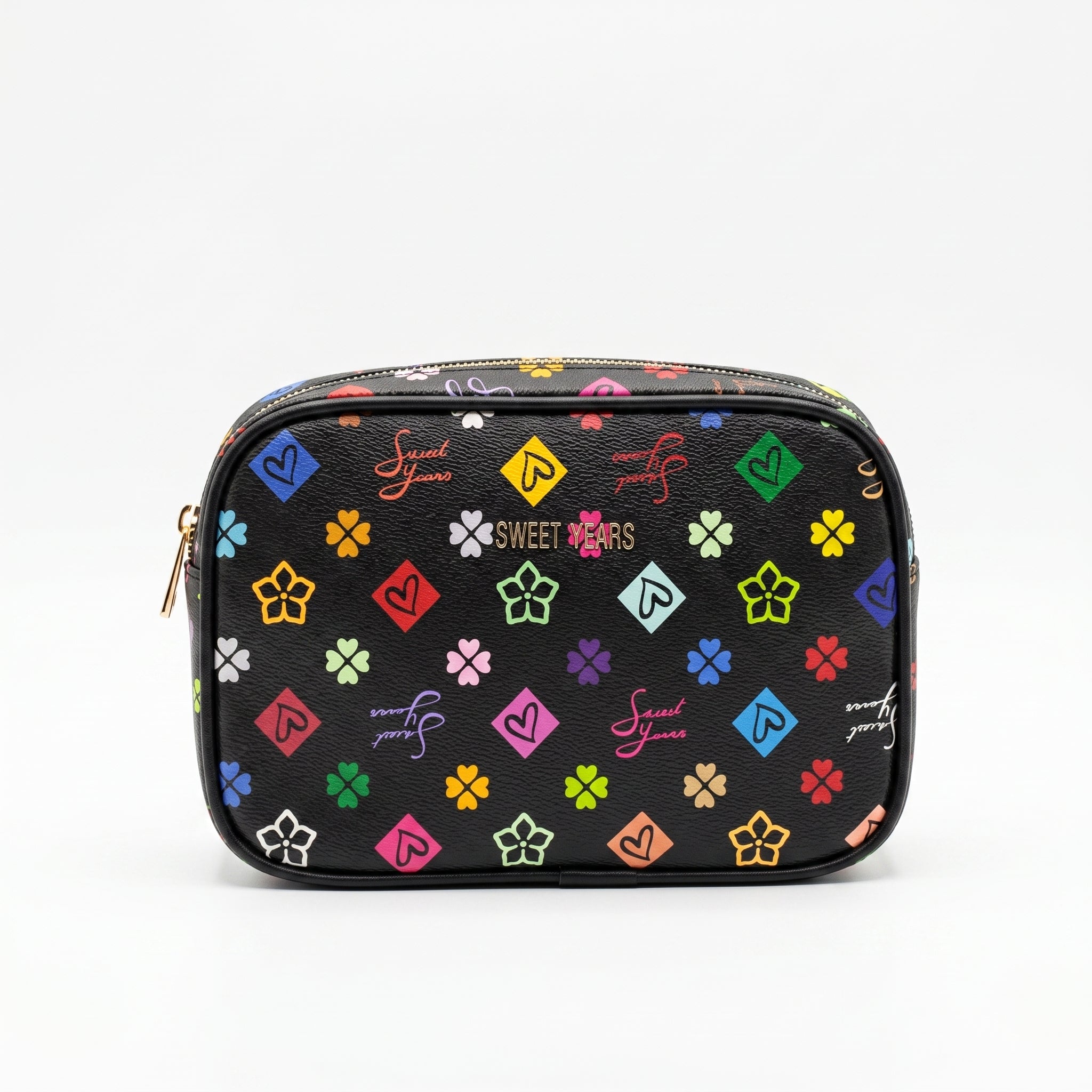 Sweet Years Borsa a Tracolla Camera Bag in Ecopelle con Stampa Monogram Multicolore - Stile Donna Bags