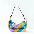 Sweet Years Borsa a Tracolla Righe Rainbow Metallic in Ecopelle - Stile Donna Bags