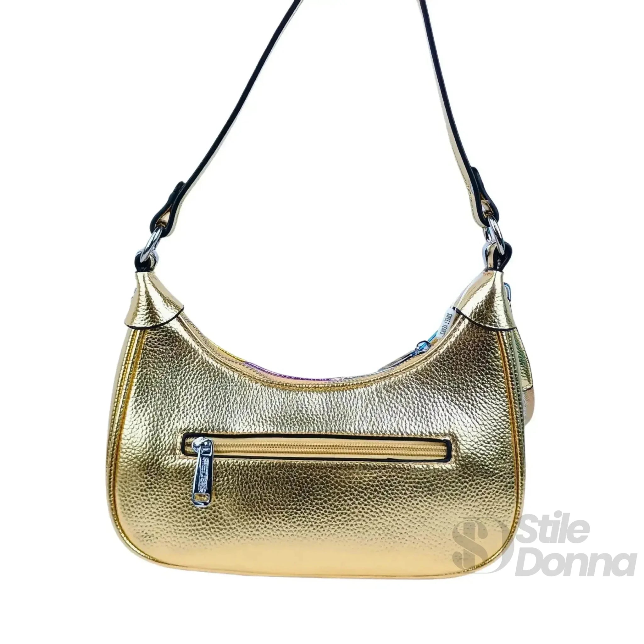 Sweet Years Borsa a Tracolla Righe Rainbow Metallic in Ecopelle - Stile Donna Bags