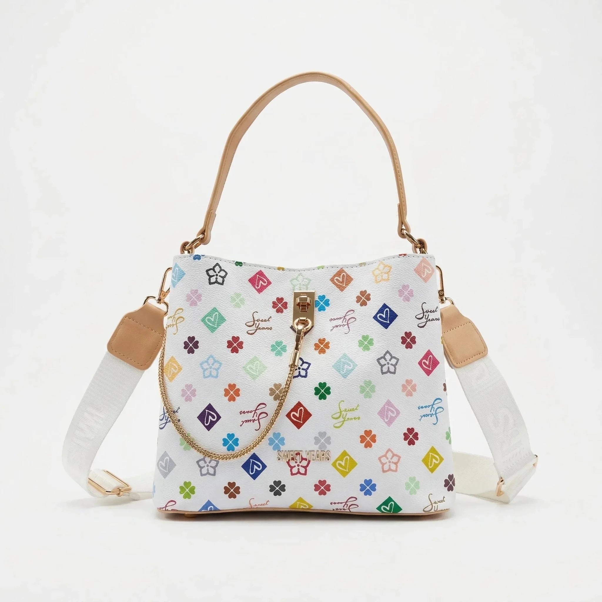 Sweet Years Borsa a Tracolla con Stampa Floreale Multicolore - Stile Donna Bags
