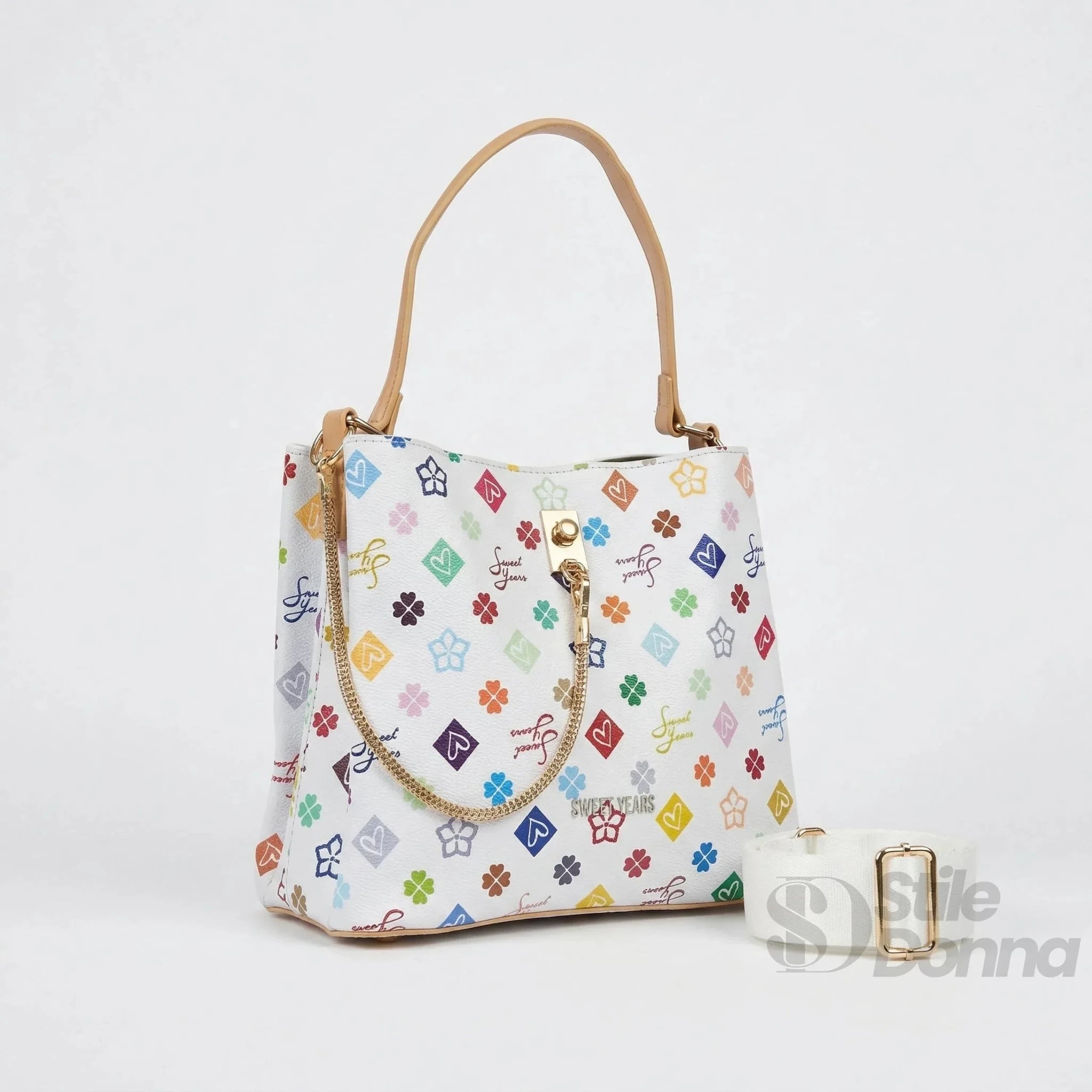 Sweet Years Borsa a Tracolla con Stampa Floreale Multicolore - Stile Donna Bags