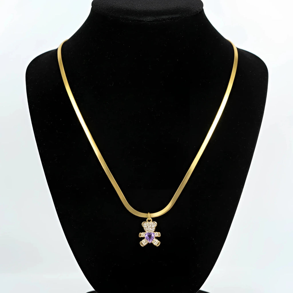 Sweetheart Collana con Ciondolo Orsetto in Argento Lucido - Stile Donna Bags