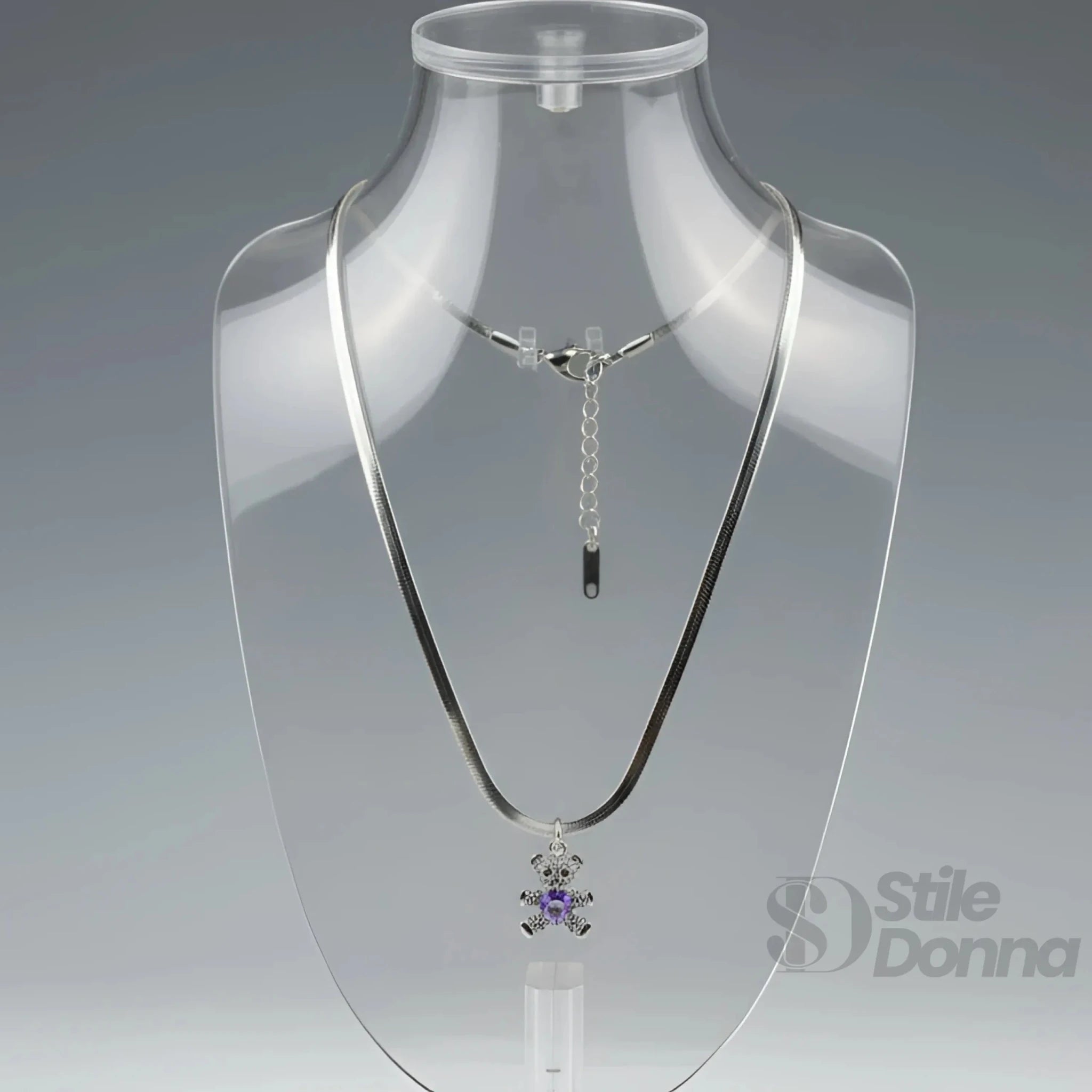 Sweetheart Collana con Ciondolo Orsetto in Argento Lucido - Stile Donna Bags