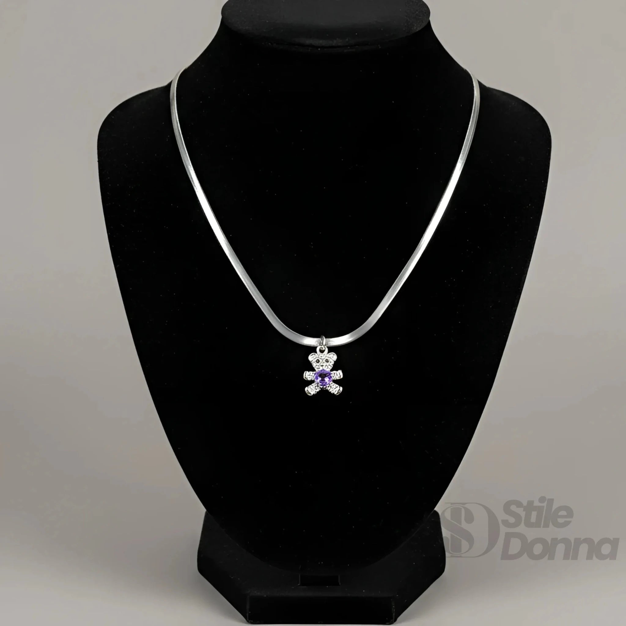 Sweetheart Collana con Ciondolo Orsetto in Argento Lucido - Stile Donna Bags