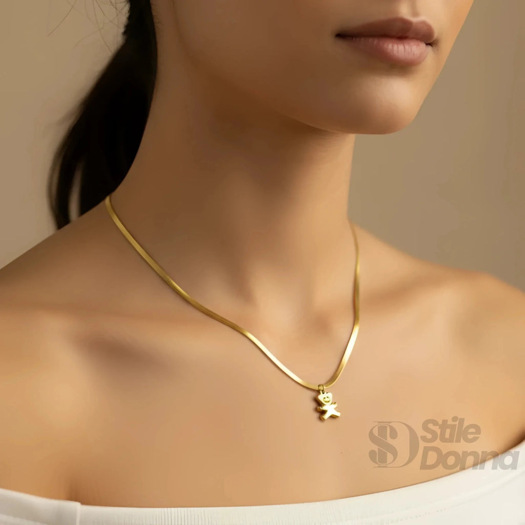 Sweetheart Collana con Ciondolo Orsetto in Argento Lucido - Stile Donna Bags