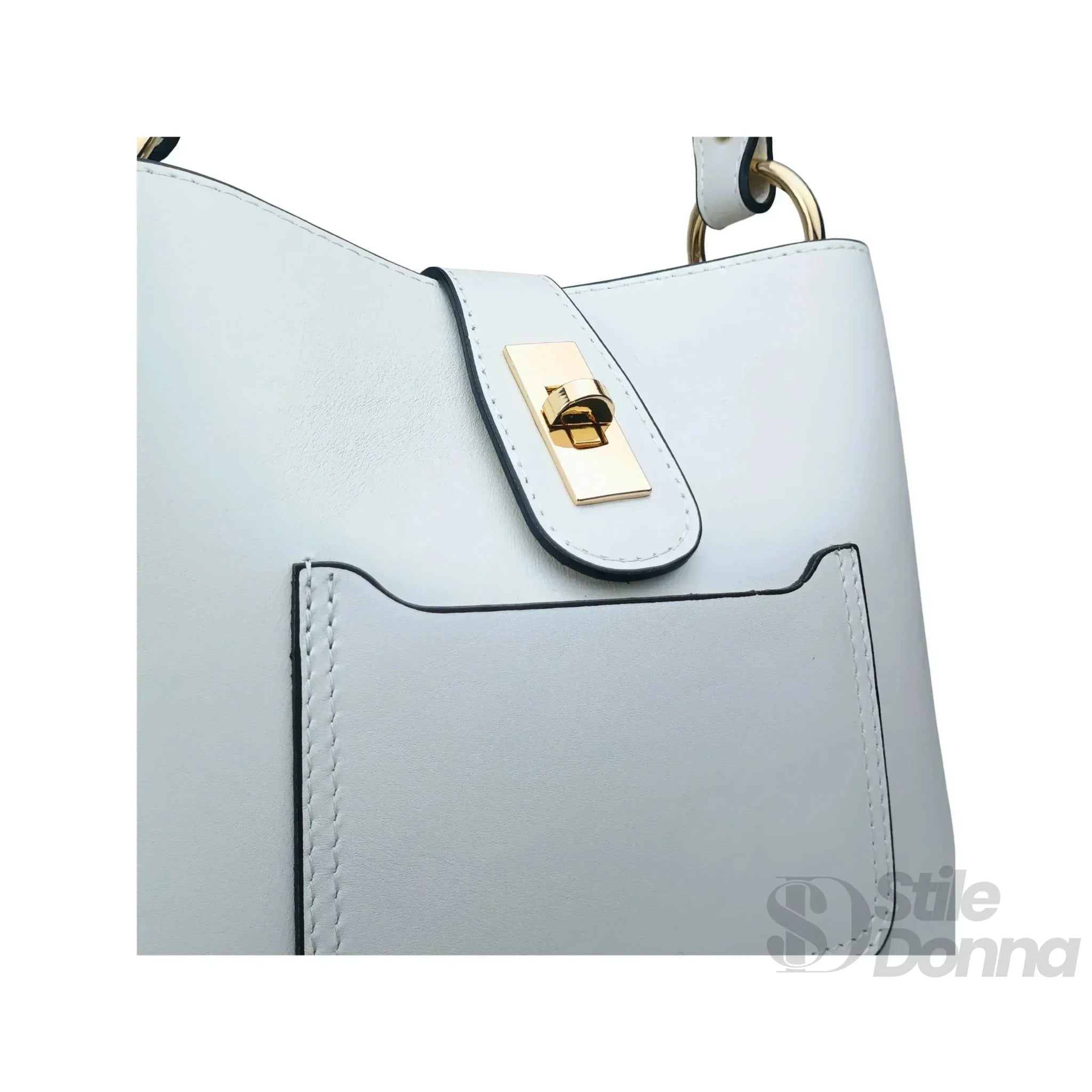 The Stile Aura Borsa in Vera Pelle con Finiture Dorate Made in Italy - Stile Donna Bags