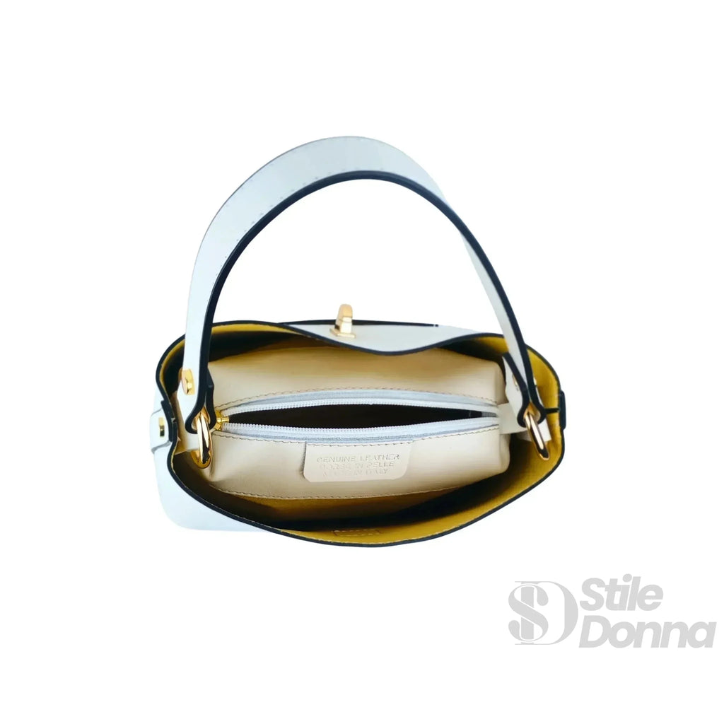 The Stile Aura Borsa in Vera Pelle con Finiture Dorate Made in Italy - Stile Donna Bags