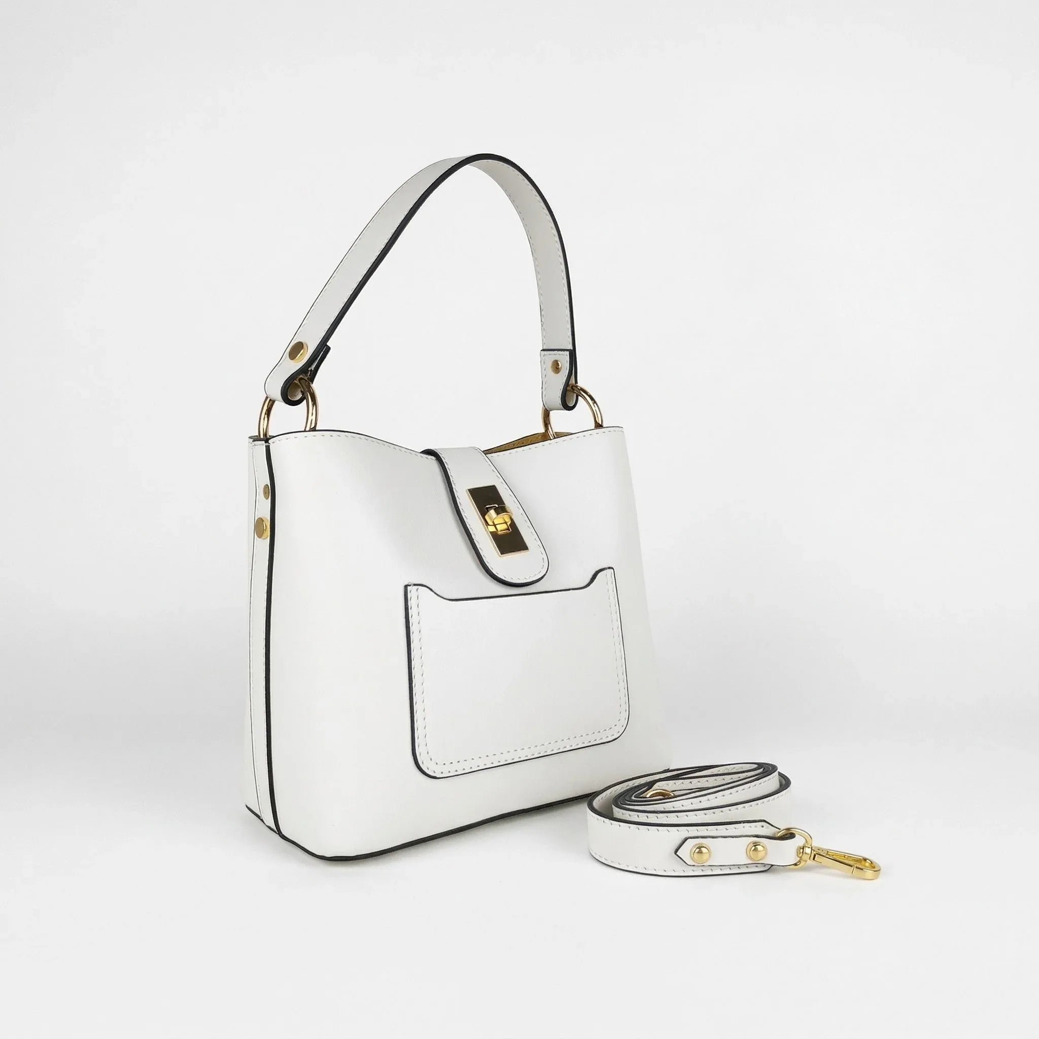 The Stile Aura Borsa in Vera Pelle con Finiture Dorate Made in Italy - Stile Donna Bags