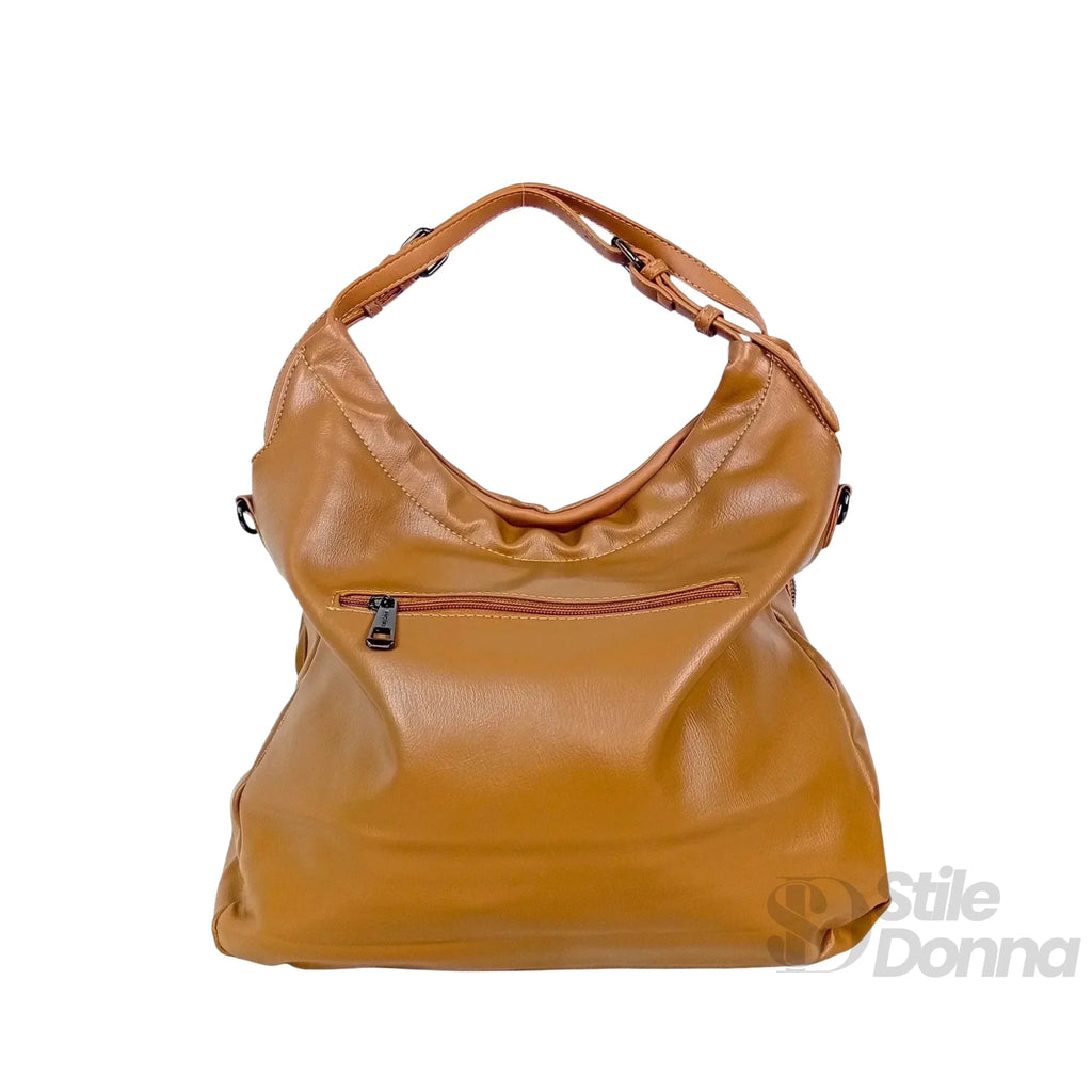 Valentini Borsa Hobo in Ecopelle Marrone con Finiture Argentate - Stile Donna Bags