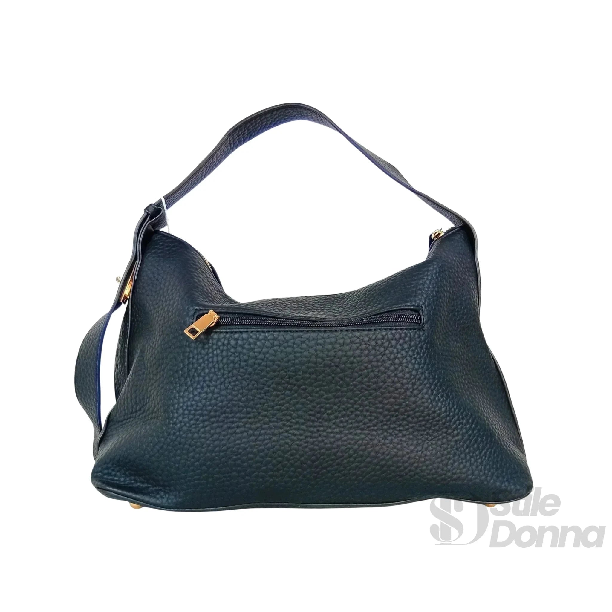 Valentini Borsa Hobo in Ecopelle Nera con Finiture Dorate - Stile Donna Bags