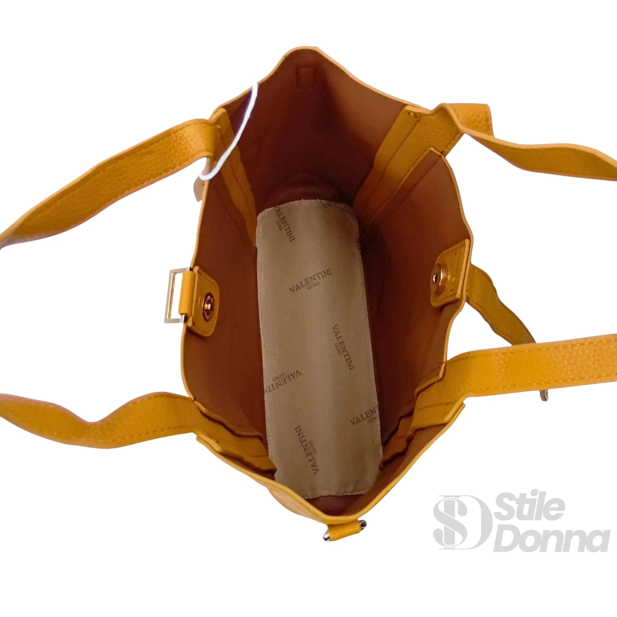 Valentini SIBI Borsa Tote in Pelle PU Giallo Senape con Finiture Dorate - Stile Donna Bags
