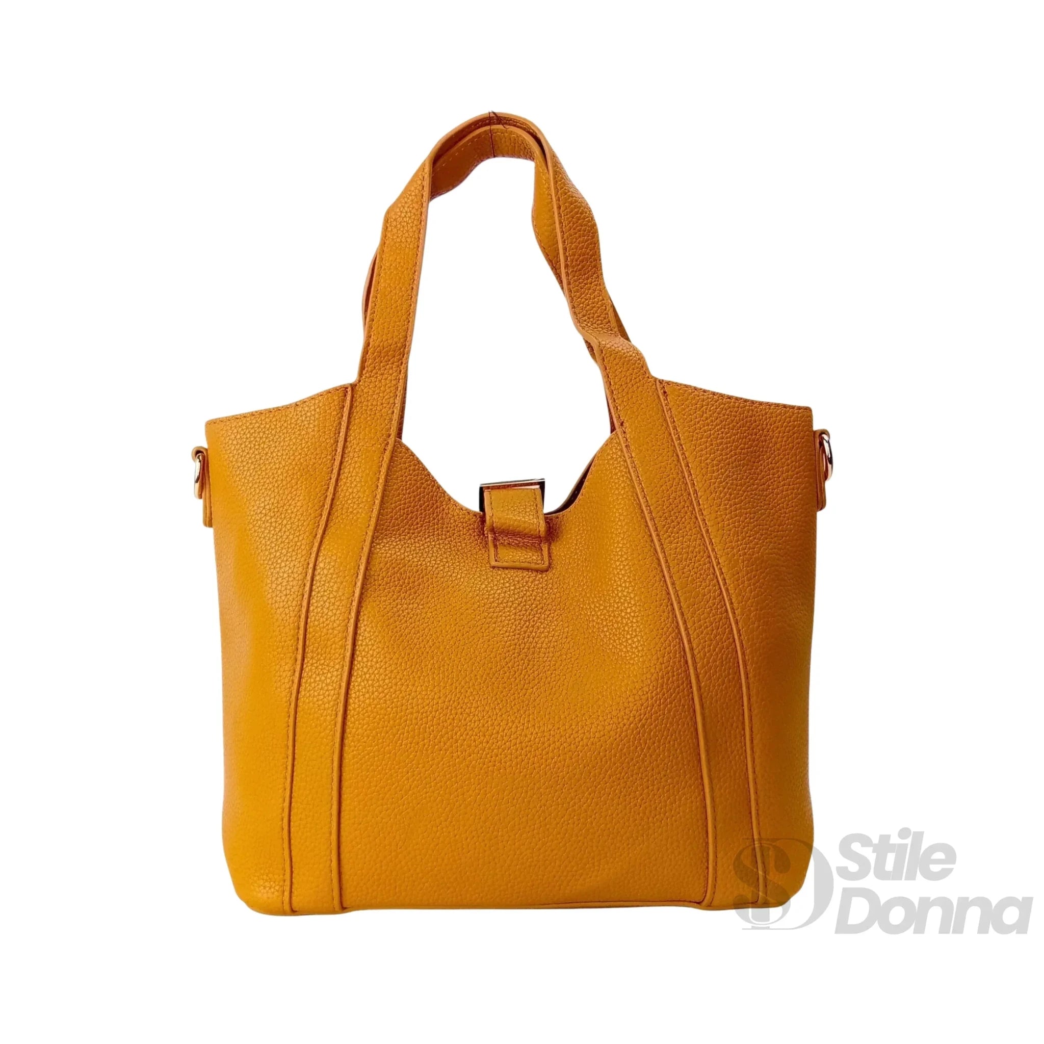 Valentini SIBI Borsa Tote in Pelle PU Giallo Senape con Finiture Dorate - Stile Donna Bags
