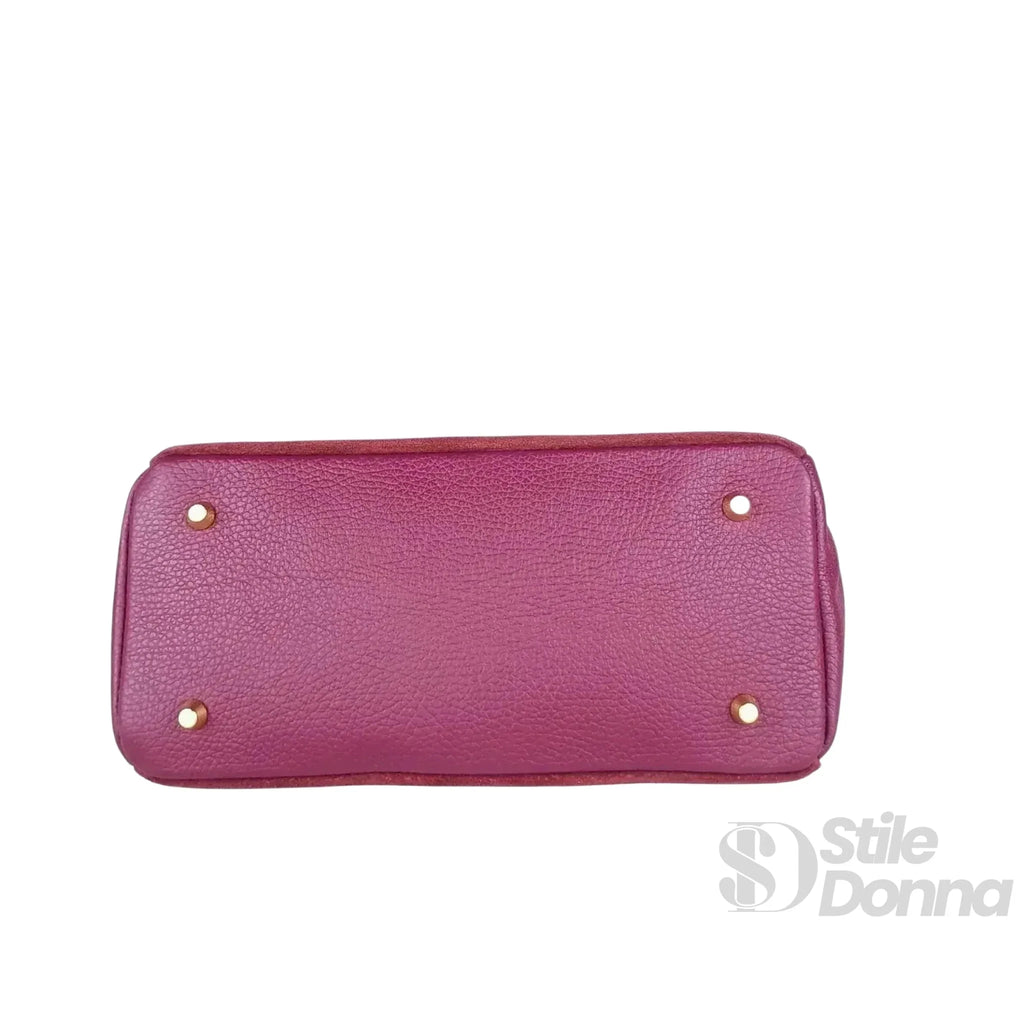 Velinara Borsa a Mano in Vera Pelle Scamosciata Bordeaux con Finiture Dorate - Stile Donna Bags