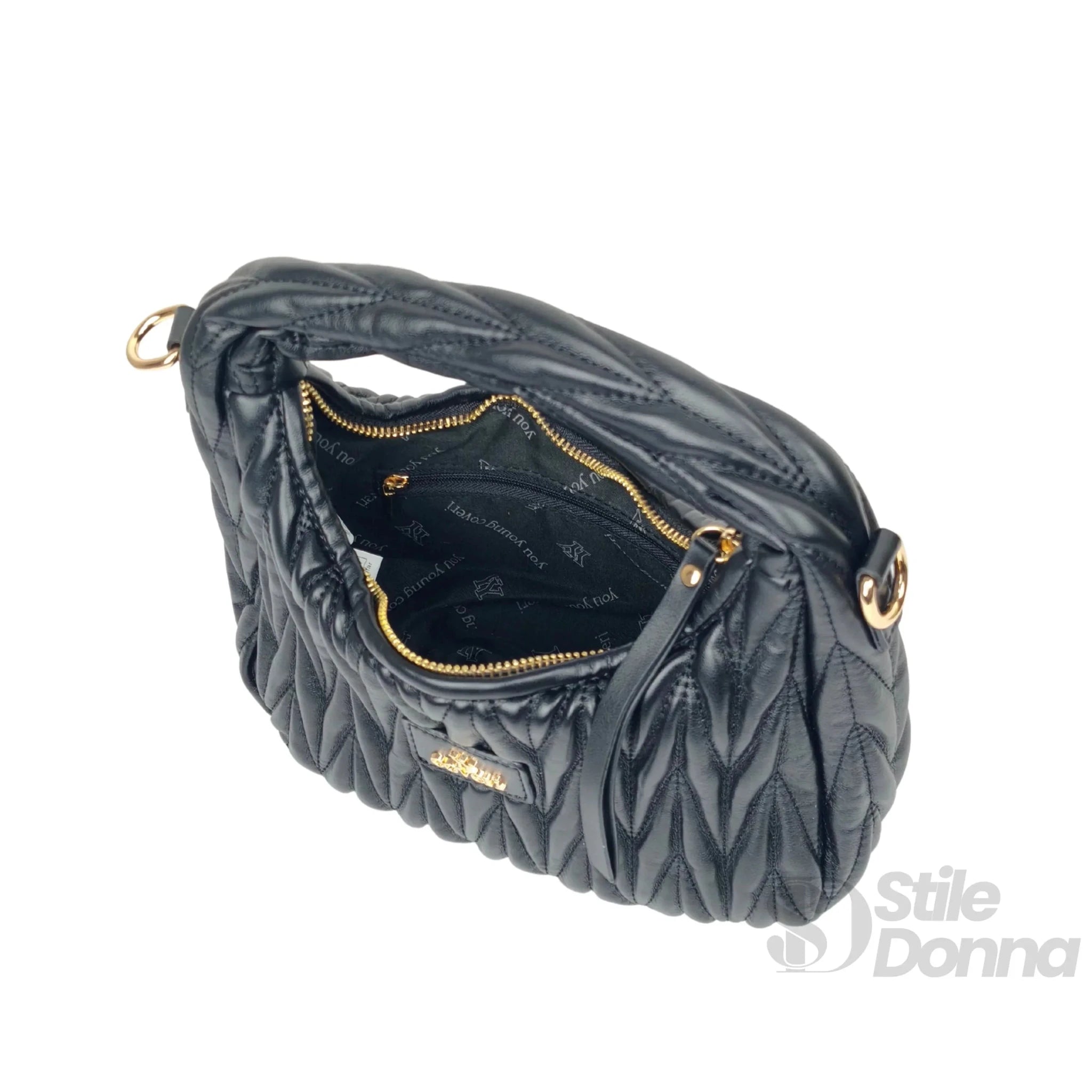 YY Coveri Borsa a Spalla Trapuntata in Ecopelle con Manico Spirale - Stile Donna Bags