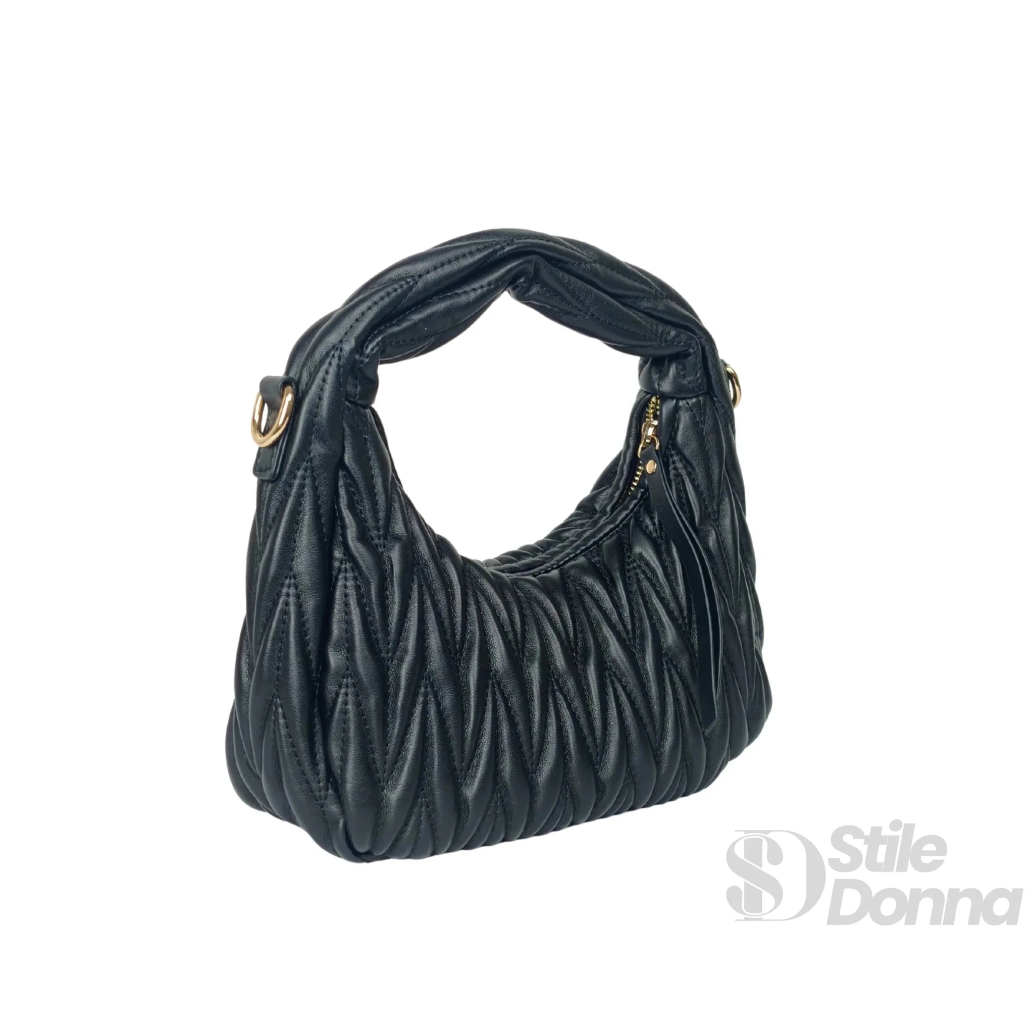 YY Coveri Borsa a Spalla Trapuntata in Ecopelle con Manico Spirale - Stile Donna Bags