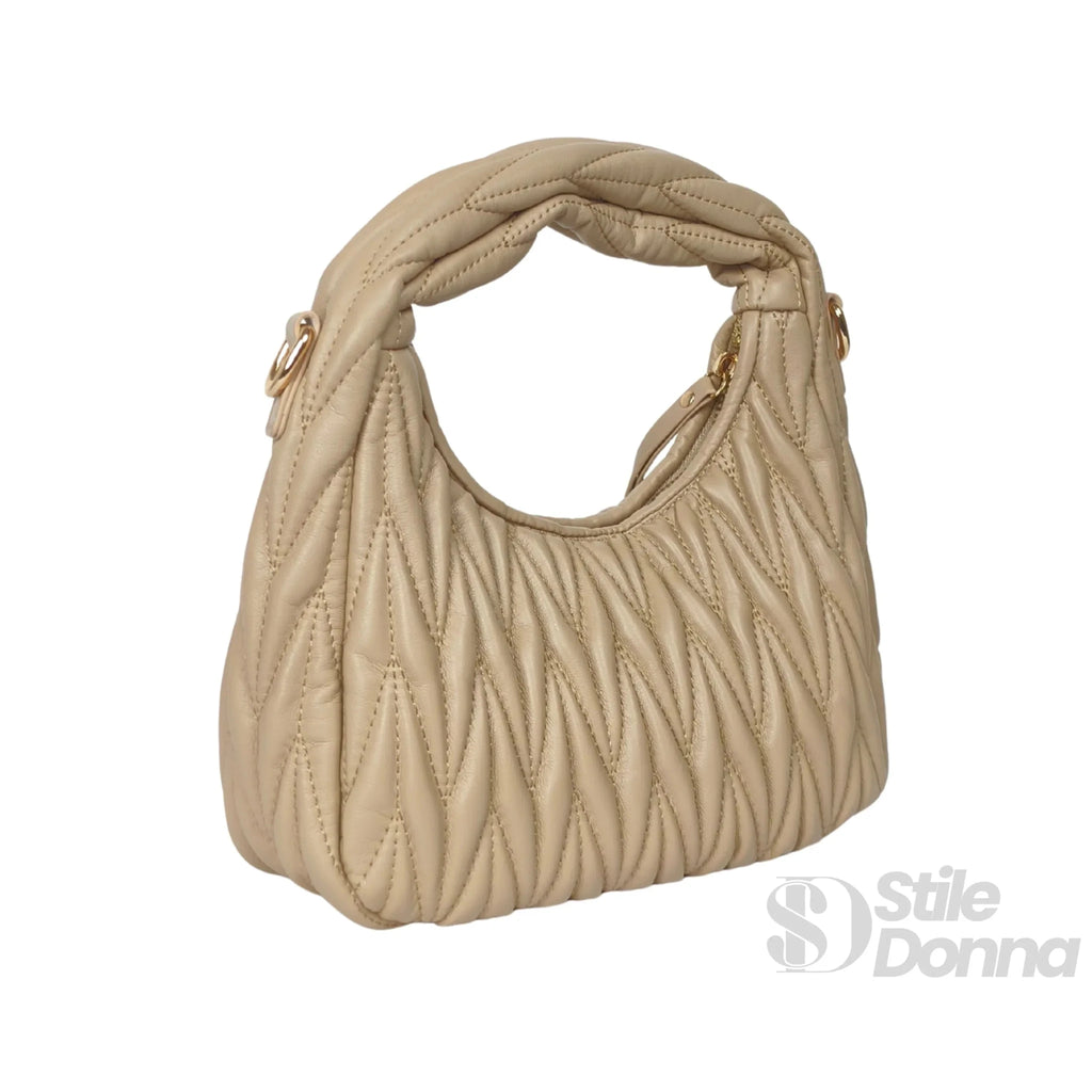 YY Coveri Borsa a Spalla Trapuntata in Ecopelle con Manico Spirale - Stile Donna Bags