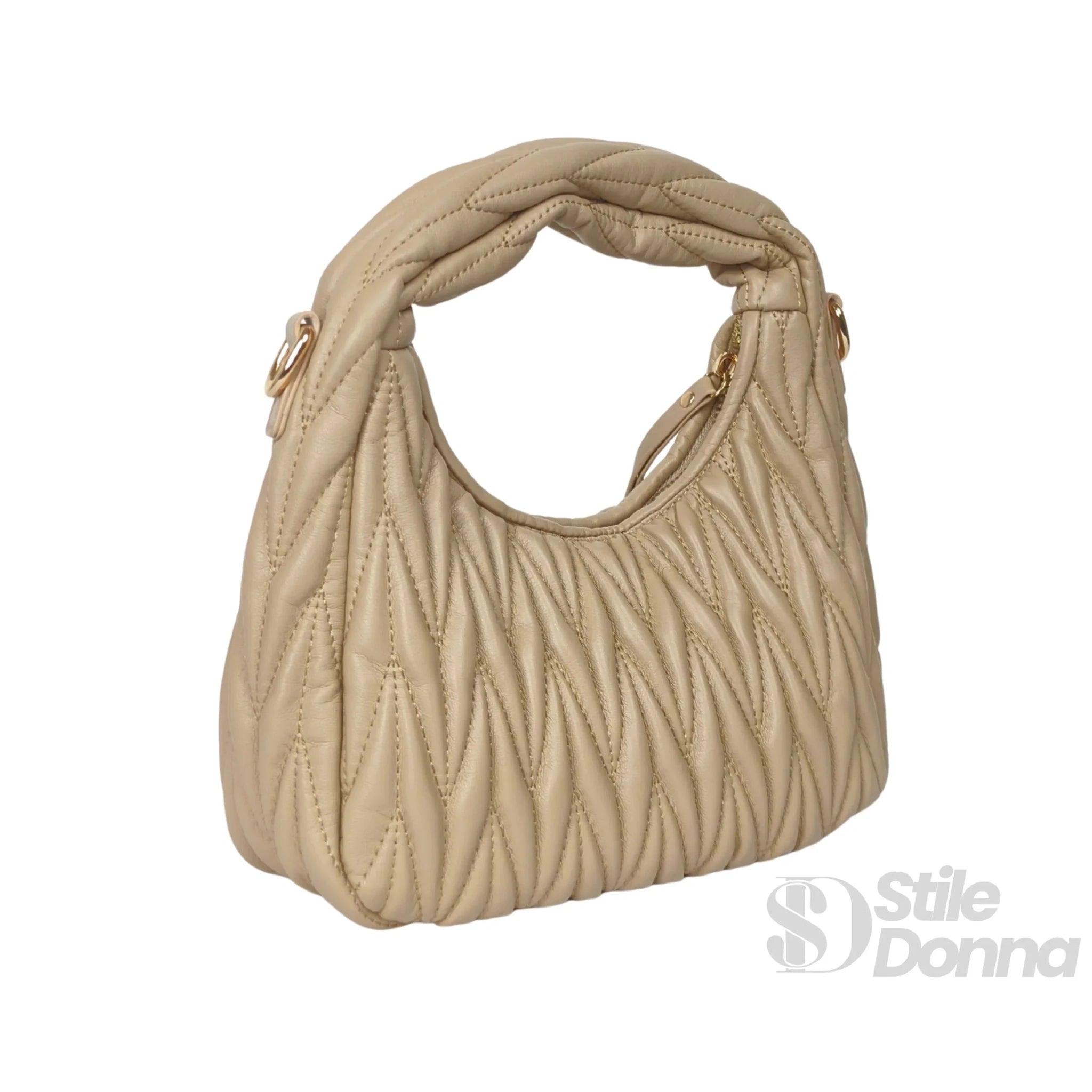 YY Coveri Borsa a Spalla Trapuntata in Ecopelle con Manico Spirale - Stile Donna Bags