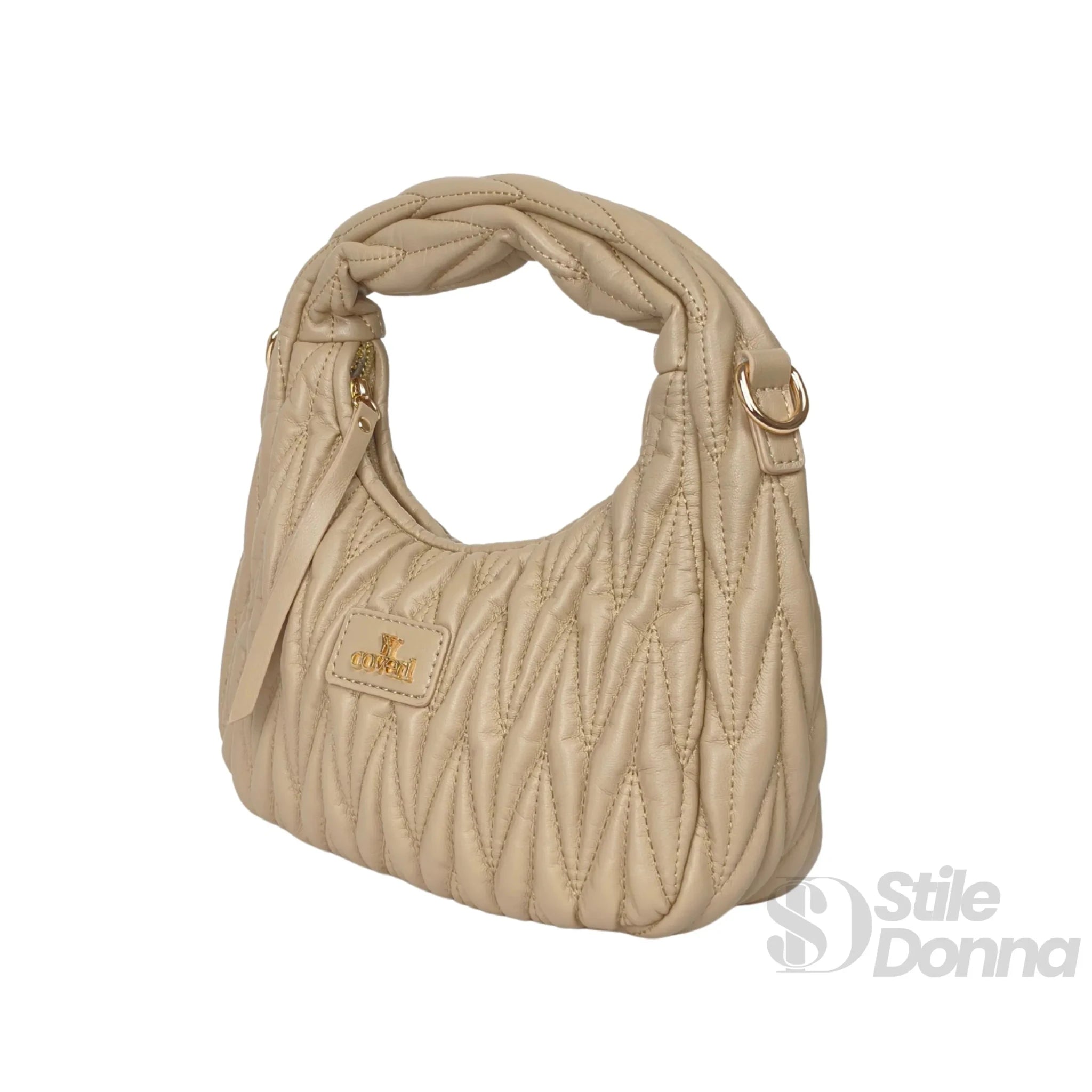 YY Coveri Borsa a Spalla Trapuntata in Ecopelle con Manico Spirale - Stile Donna Bags