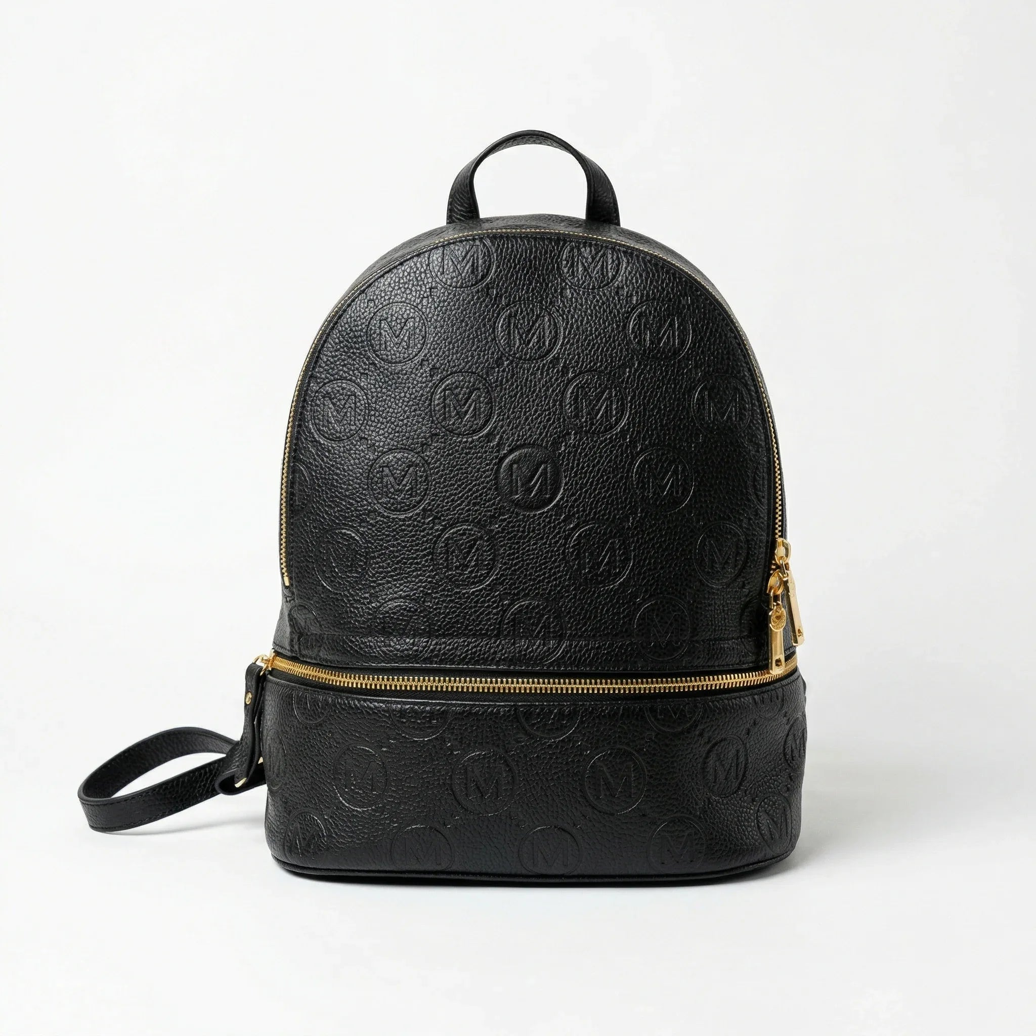Zaino in Ecopelle Beige e Nero con Monogramma - Stile Donna Bags