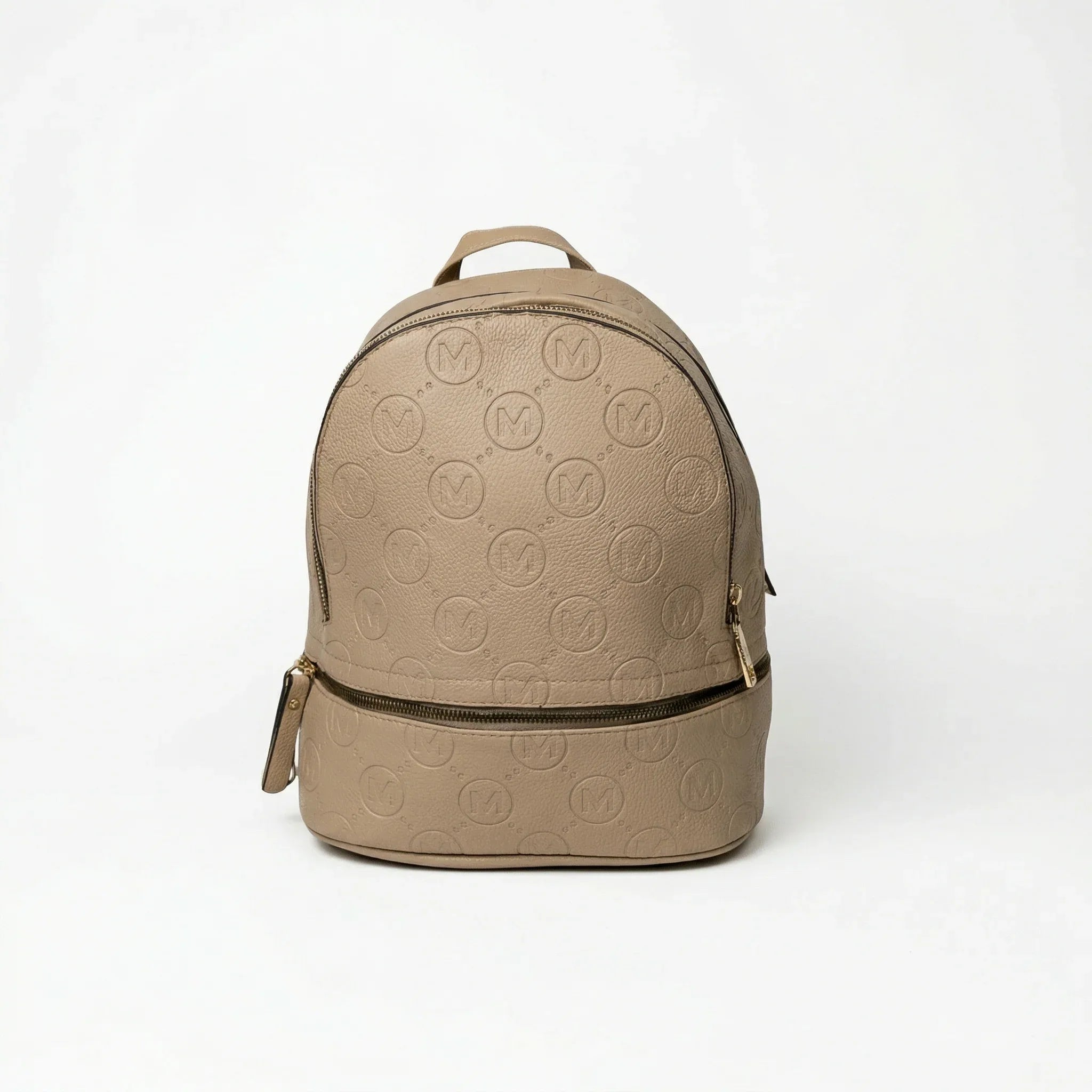 Zaino in Ecopelle Beige e Nero con Monogramma - Stile Donna Bags