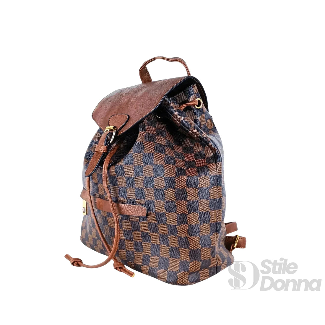 Stile Donna Bags - Sac à dos en simili cuir marron