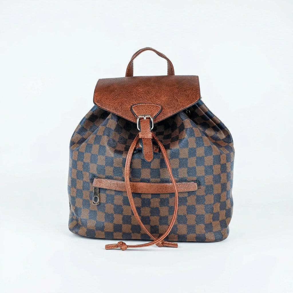 Zaino in Ecopelle Marrone con Tracolla Regolabile - Stile Donna Bags