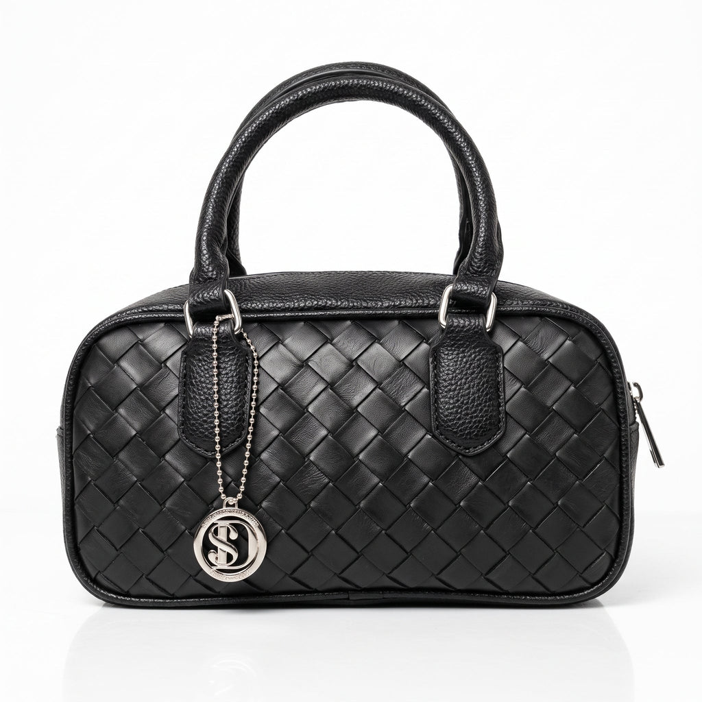 Borsa a Cilindro Intrecciata Nera - Stile Donna - Catania