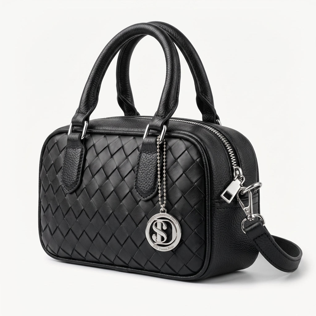 Borsa a Cilindro Intrecciata Nera - Stile Donna - Catania