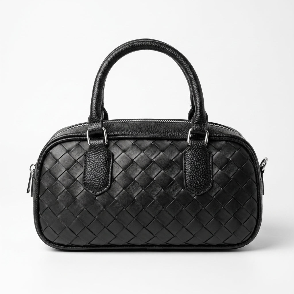 Borsa a Cilindro Intrecciata Nera - Stile Donna - Catania