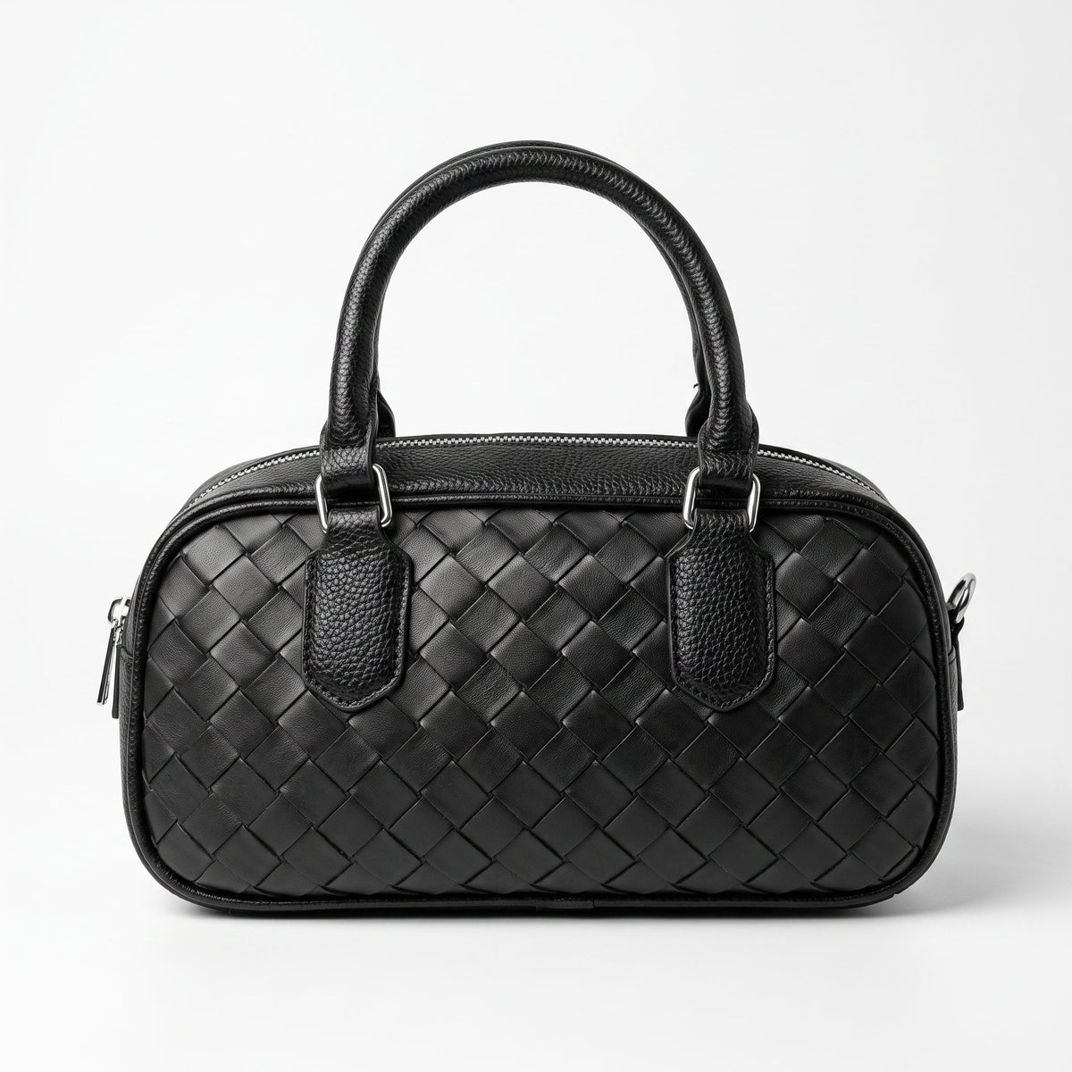 Borsa a Cilindro Intrecciata Nera - Stile Donna - Catania
