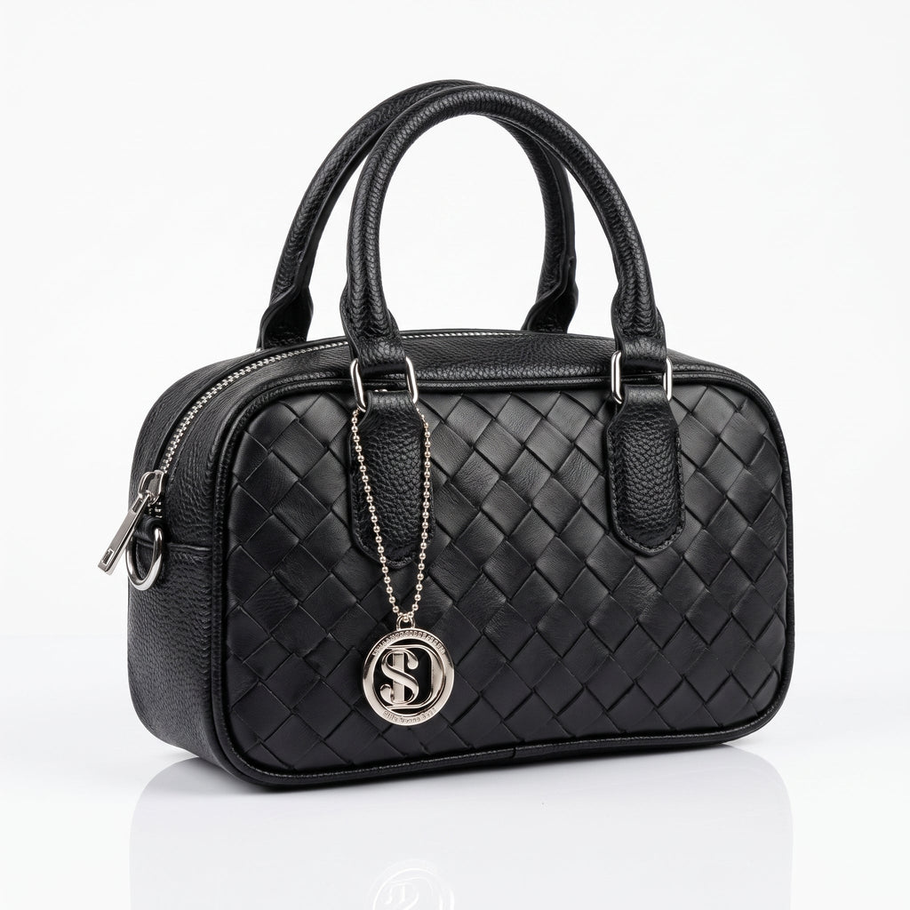 Borsa a Cilindro Intrecciata Nera - Stile Donna - Catania